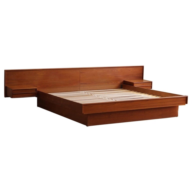 King bed with floating nightstands outlet