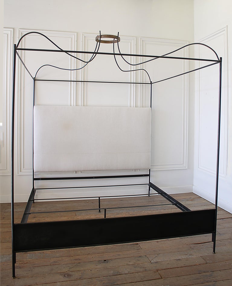 King Size Venetian Iron Canopy Bed with Upholstered ...