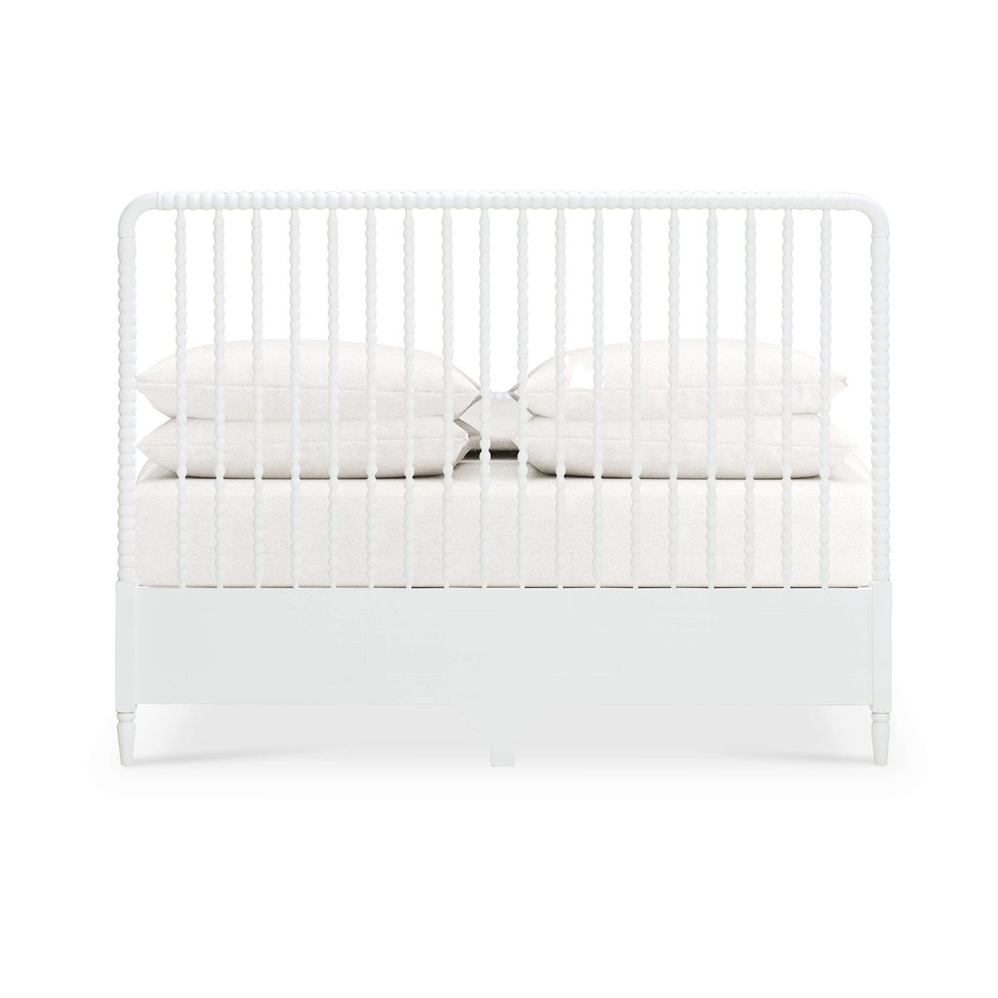 Asian King Size White Spindle Bed Frame For Sale