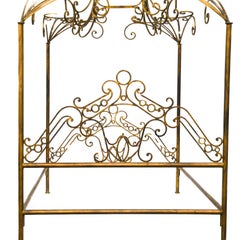 Queen Size Wrought Iron Canopy Bed in the Style of Phyllis Morris