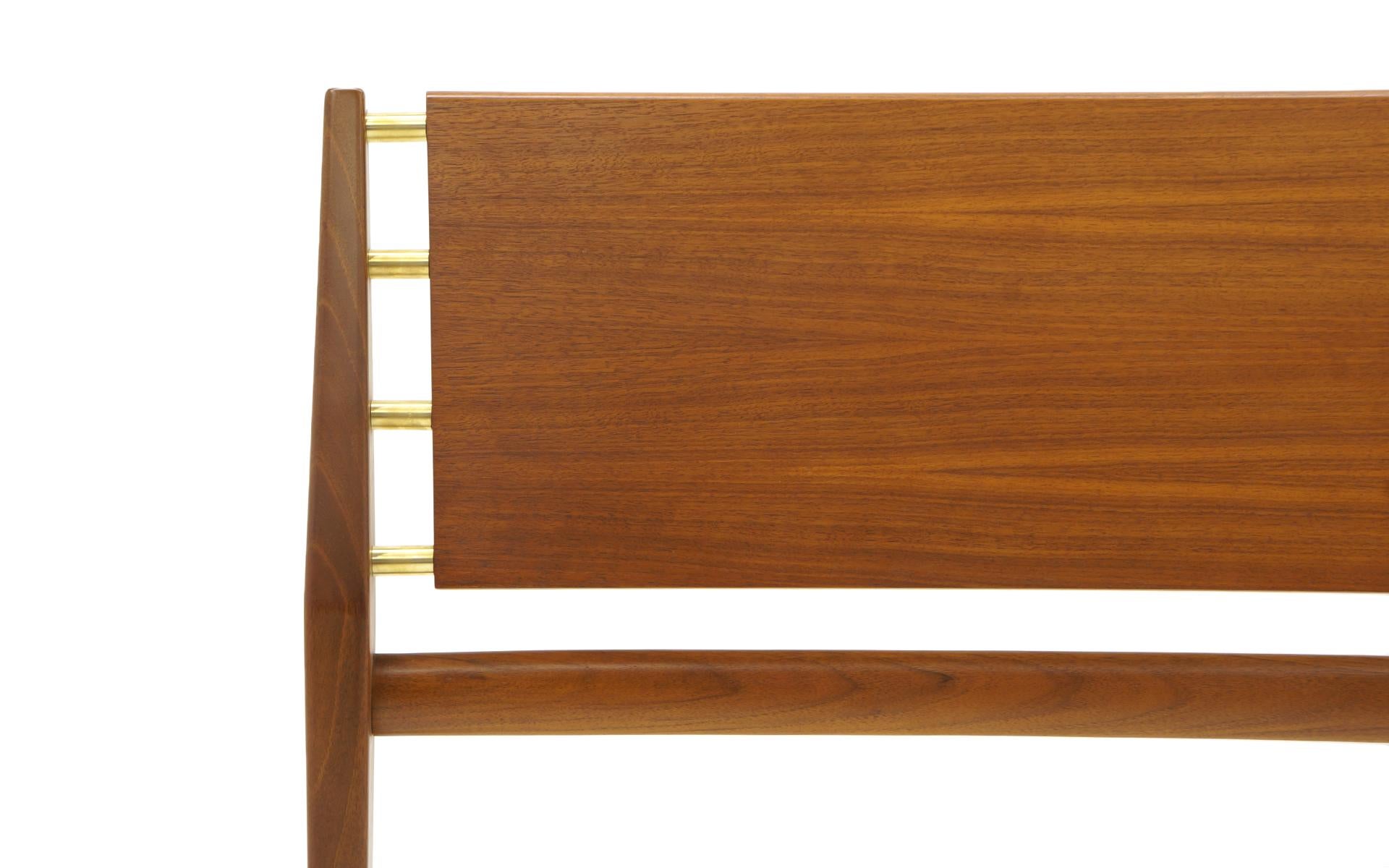 Mid-Century Modern King Sized Headboard, Walnut and Brass by Bertha Schaefer for Singer and Sons