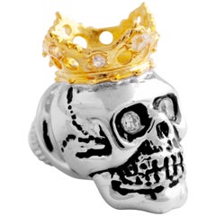 Tateossian King Skull Pin With Gold Crown