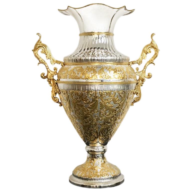 King, Sterling Silver Partially Gilt Vase, Made in Italy