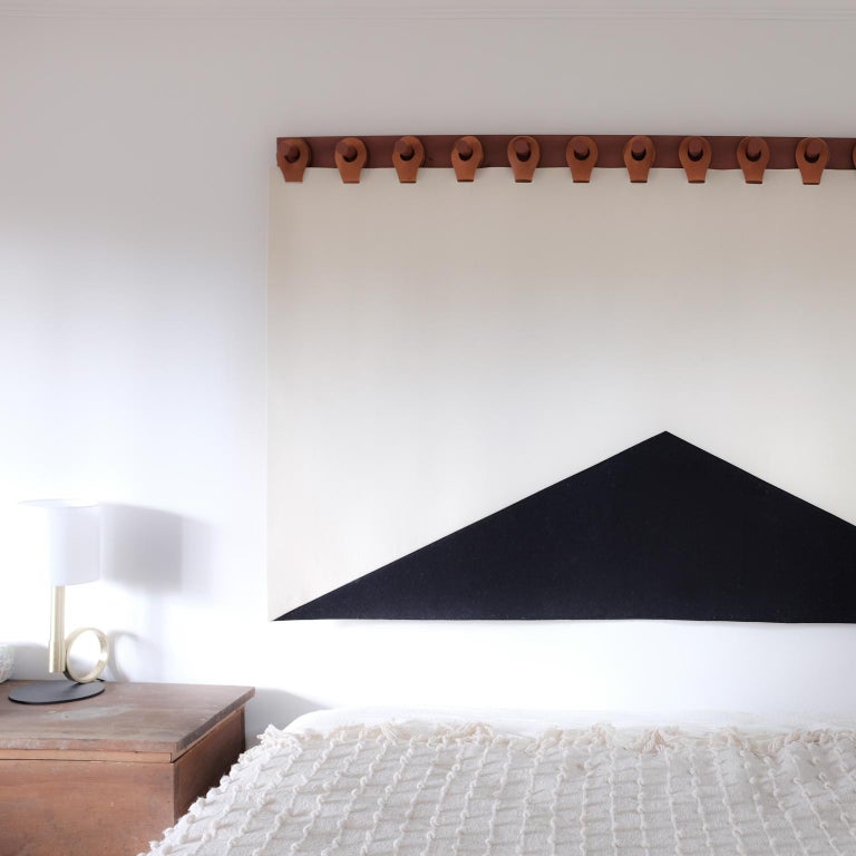 King Summit Wall Tapestry Headboard by Moses Nadel in black, cream and