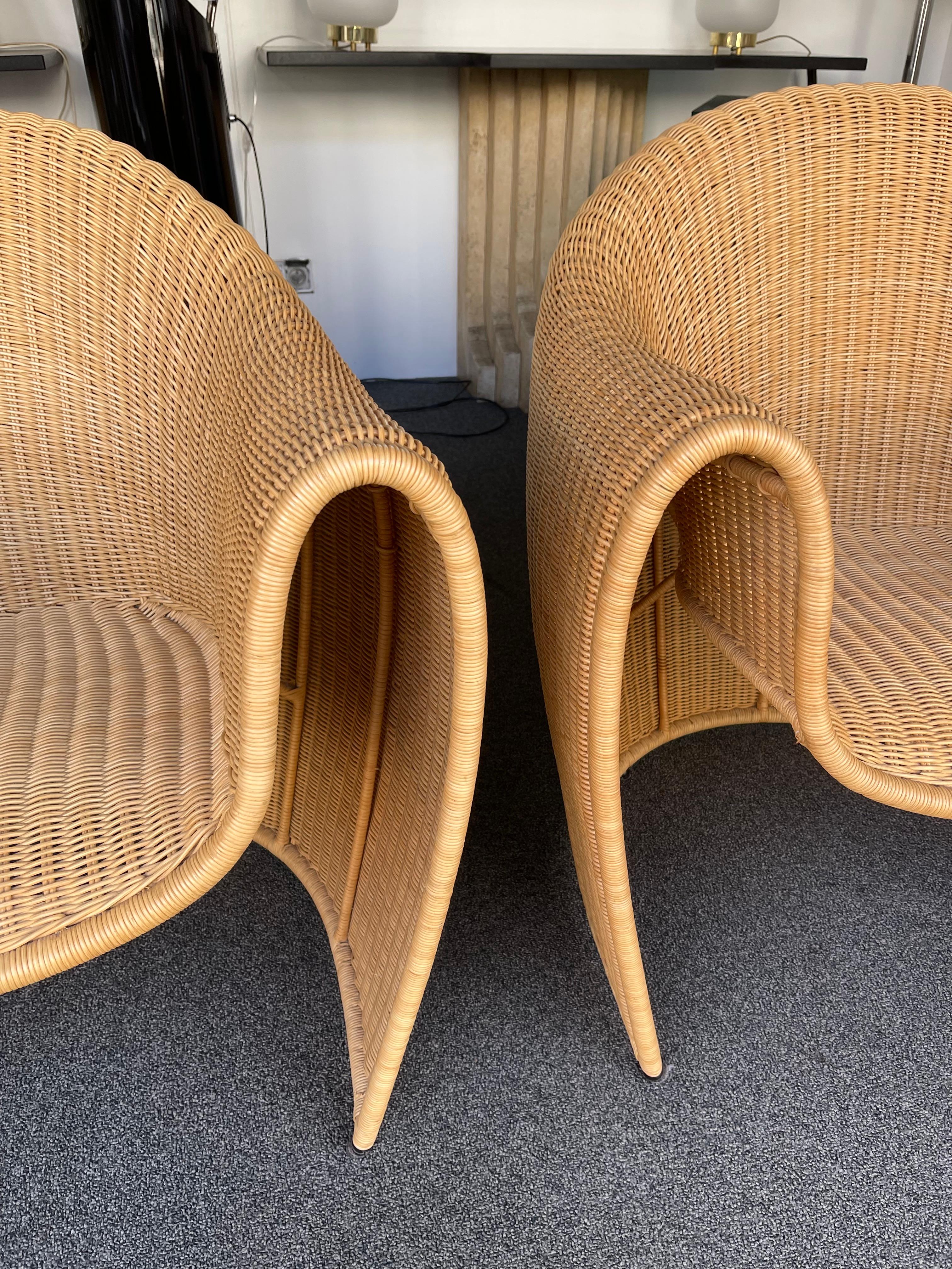 Pair of King Tubby Rattan Armchairs by Platt & Young for Driade, Italy, 1990s 5