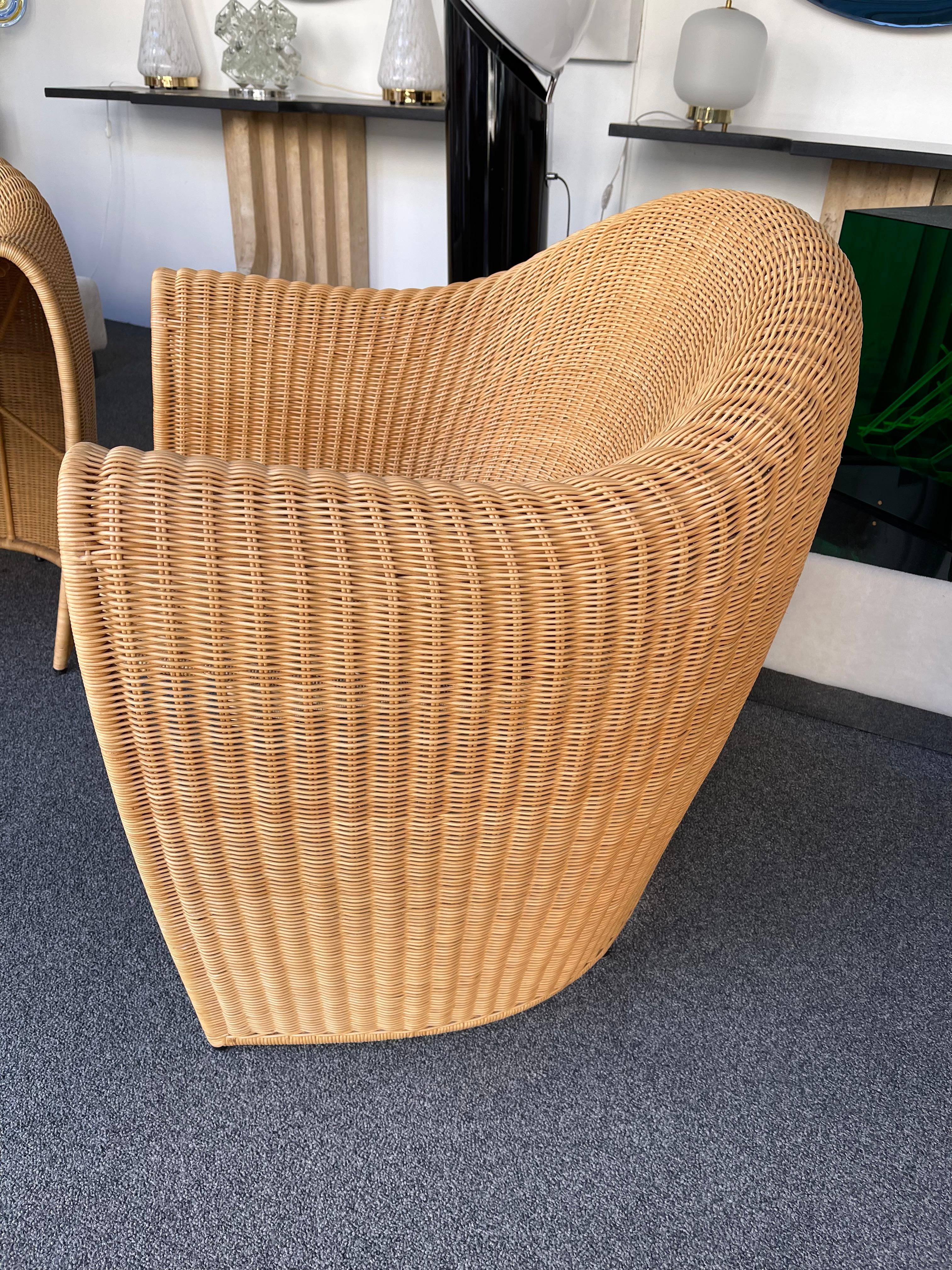 Pair of King Tubby Rattan Armchairs by Platt & Young for Driade, Italy, 1990s 2
