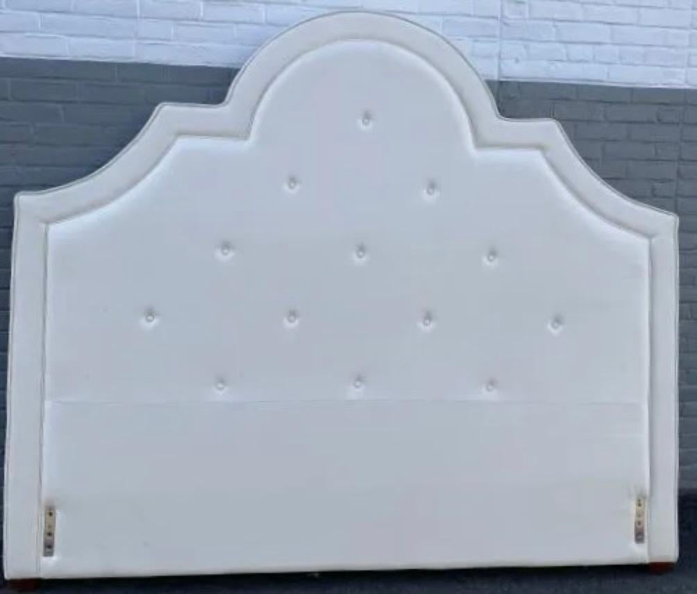 King Size tufted upholstered headboard. Measures: 74 inches high x 85.5 inches wide.