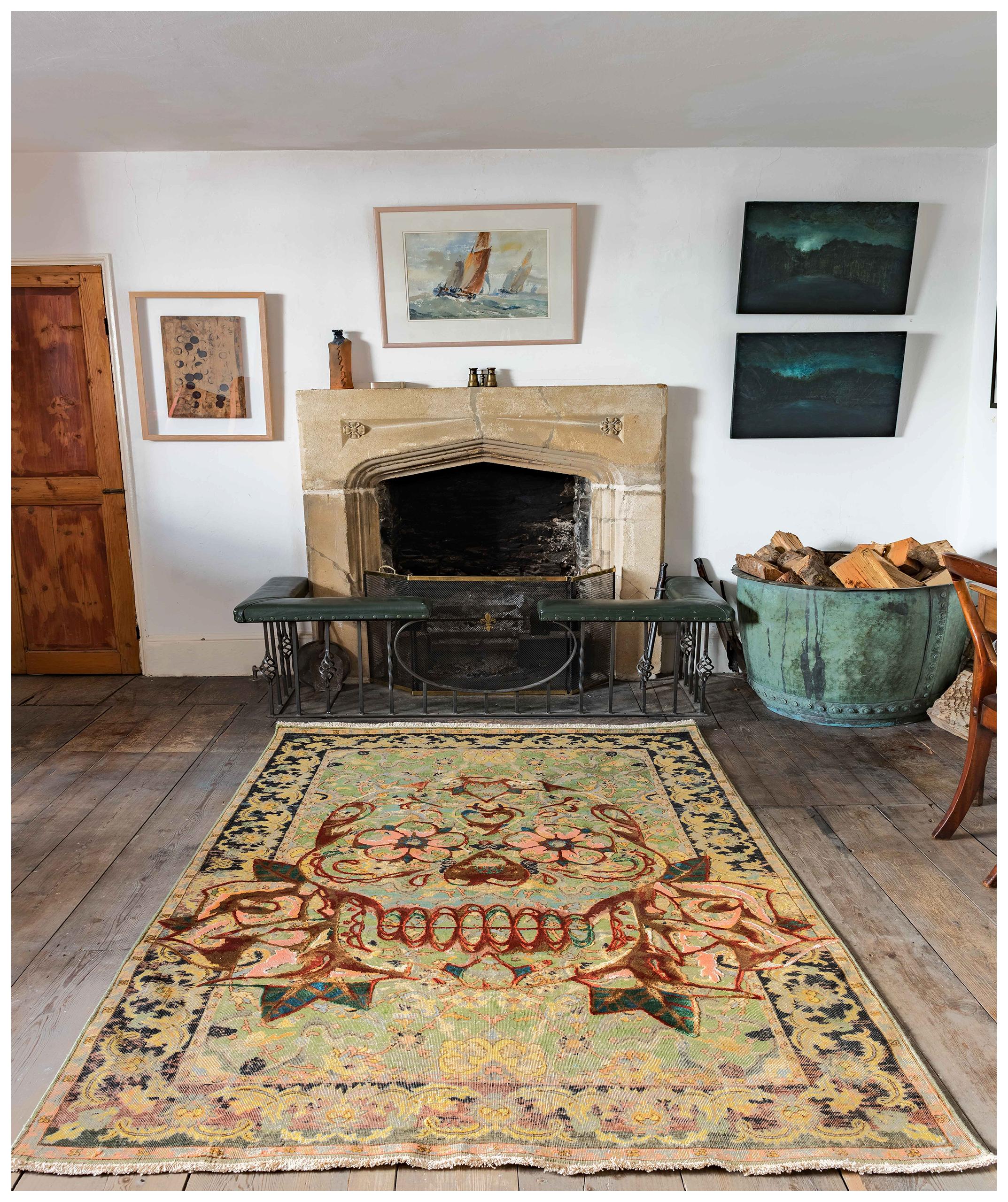 King Umberto Skull Polonaise Rug by Knots Rugs, Hand-Knotted Silk & Wool For Sale 5