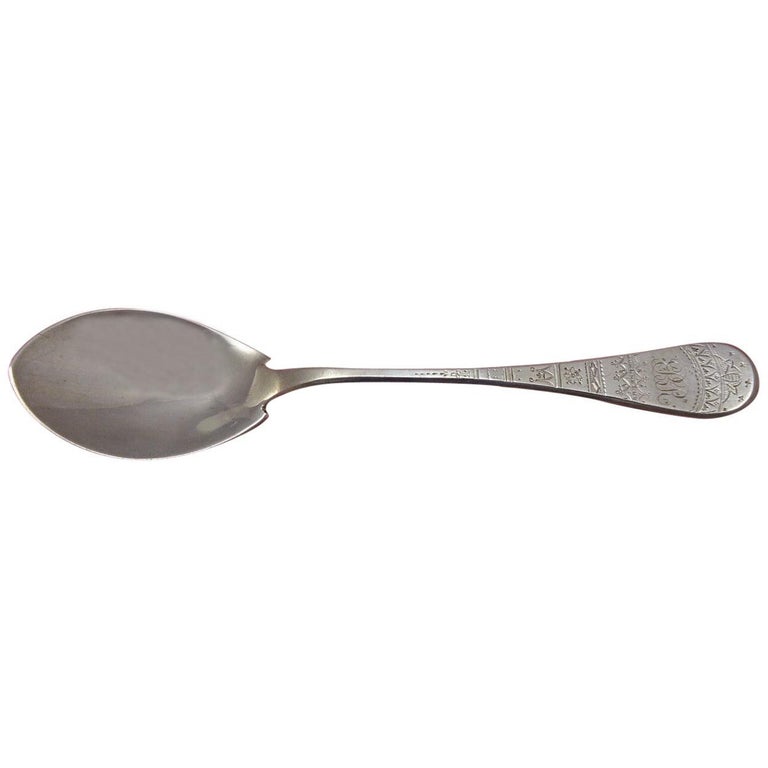 King William Engraved by Tiffany and Co Sterling Silver Ice Cream Spoon