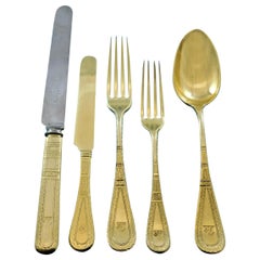 King William Engraved Vermeil by Tiffany Sterling Silver Flatware Set 8 Dinner