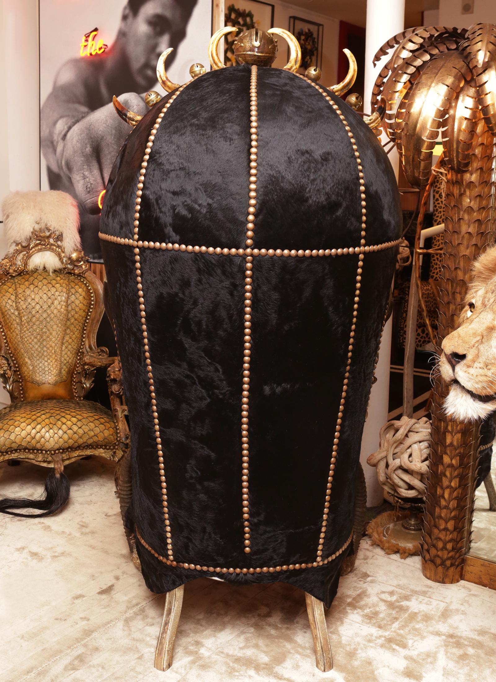 Hand-Crafted King Zebra Dome Armchair For Sale