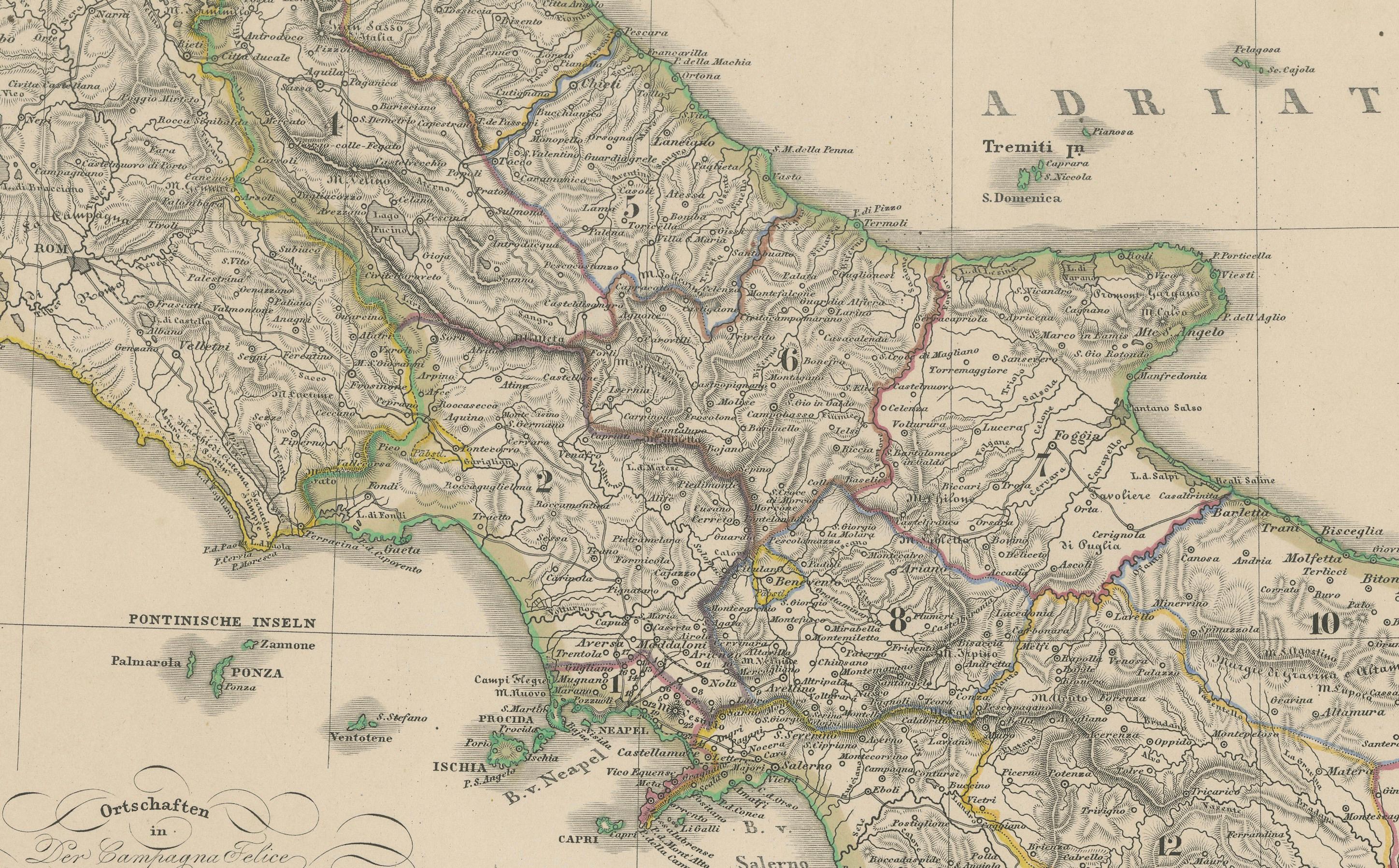 Carte du Royaume des Deux Siciles - Italie du Sud et Sicile 1857

Cette estampe ancienne détaillée représente le 