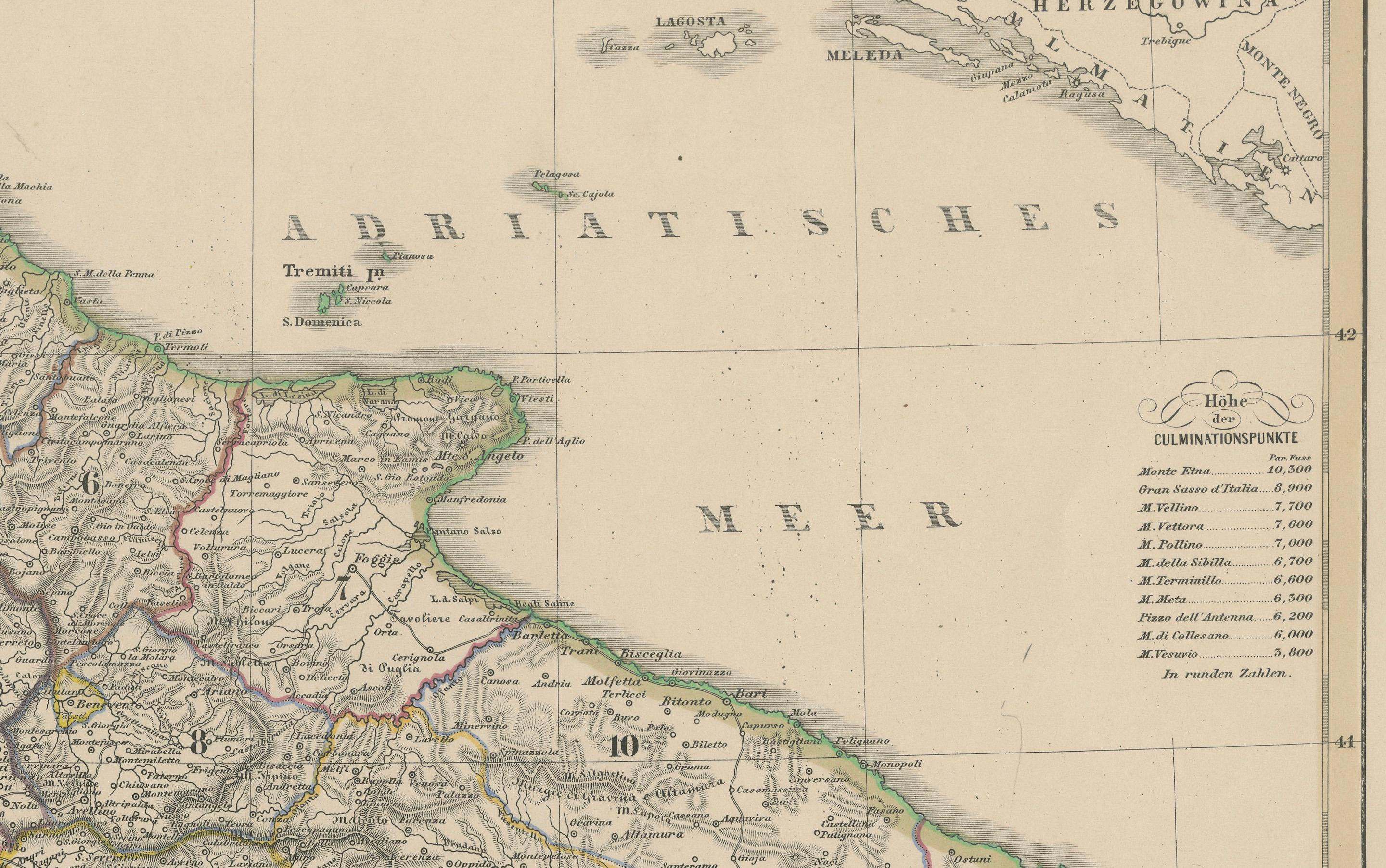Allemand Carte du Royaume des Deux Siciles - Italie du Sud et Sicile 1857 en vente
