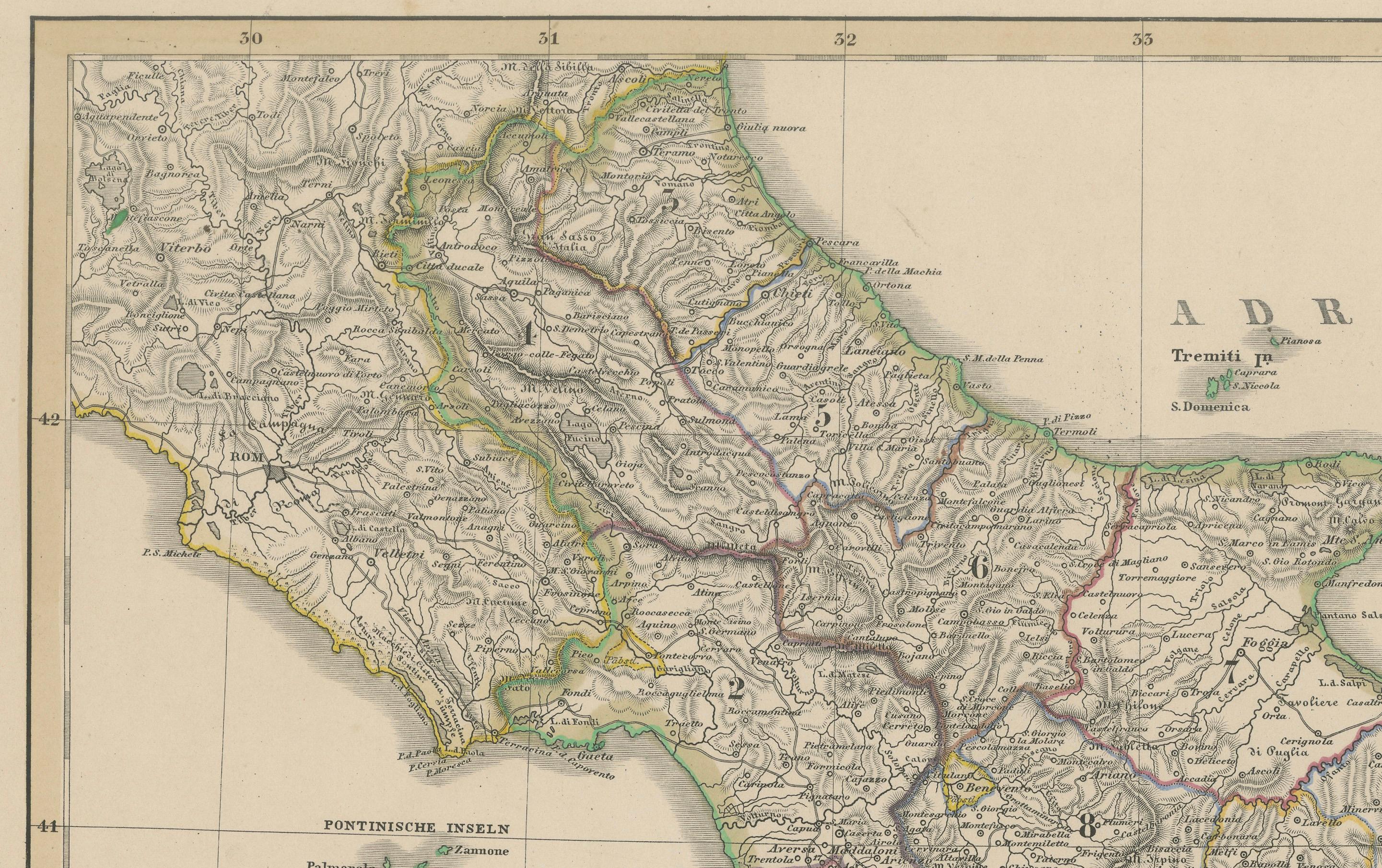 Gravé Carte du Royaume des Deux Siciles - Italie du Sud et Sicile 1857 en vente