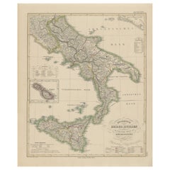 Kingdom of the Two Sicilies Map – Southern Italy and Sicily 1857