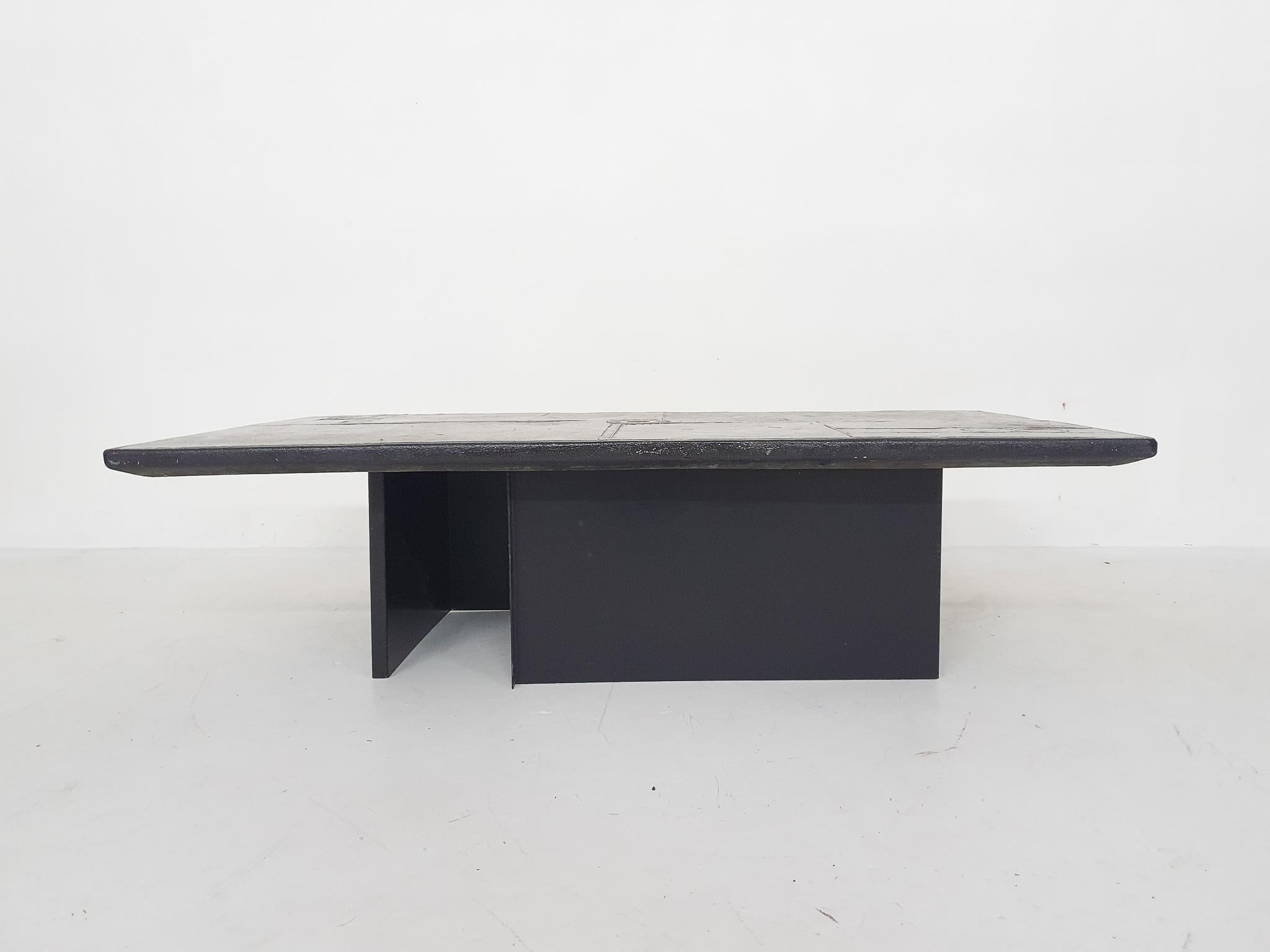 Metal Kingma Attrb. Stone Coffee Table, The Netherlands, 1970's