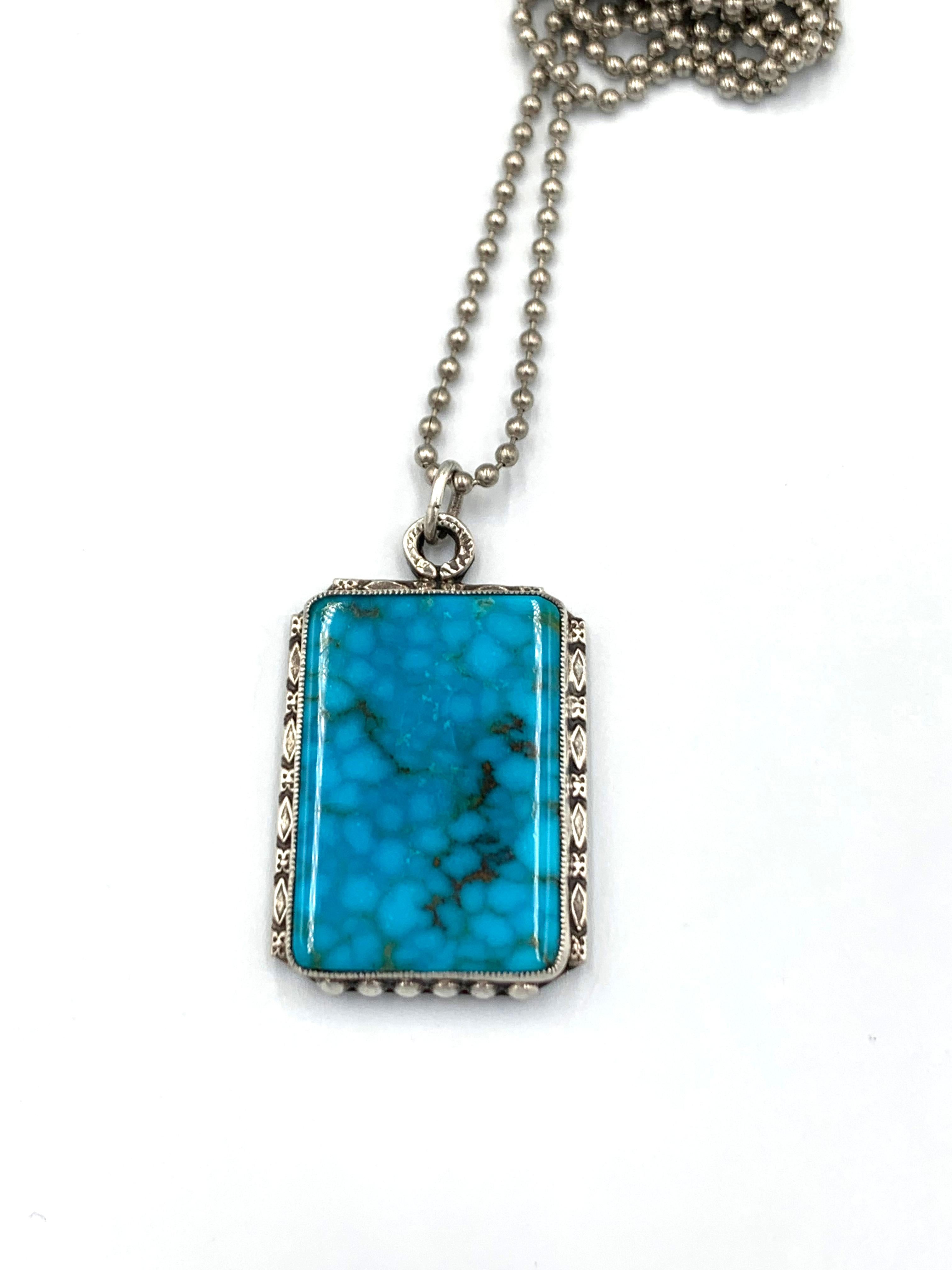 Amérindien Médaille pour chien Kingman Birdseye Turquoise par Aldrich en vente
