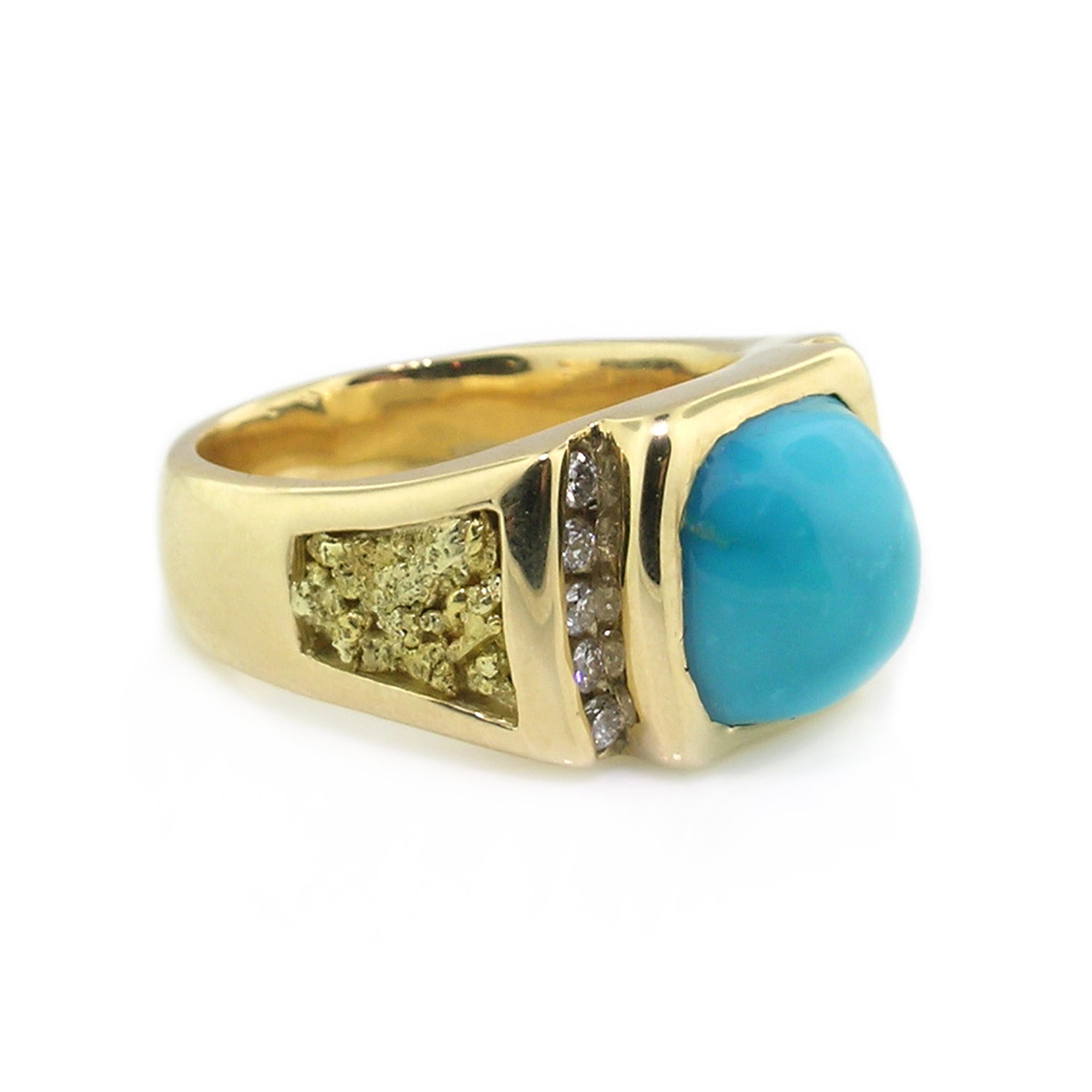 mens turquoise rings gold