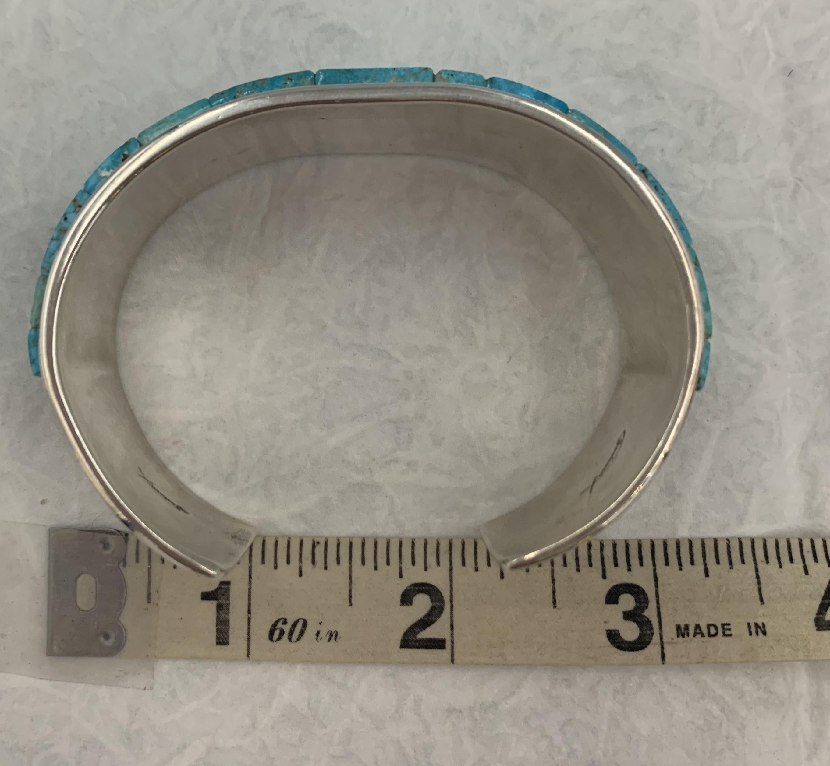 Bracciale in argento con intarsio di turchese Kingman di Tommy Jackson in vendita 10