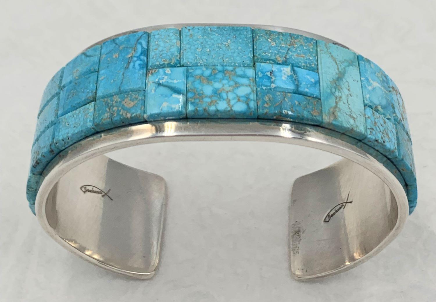 Bracciale in argento con intarsio di turchese Kingman di Tommy Jackson in vendita 3