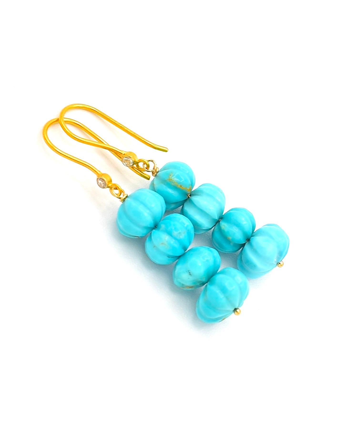 Artisan Kingman Turquoise Melon Bead Earrings