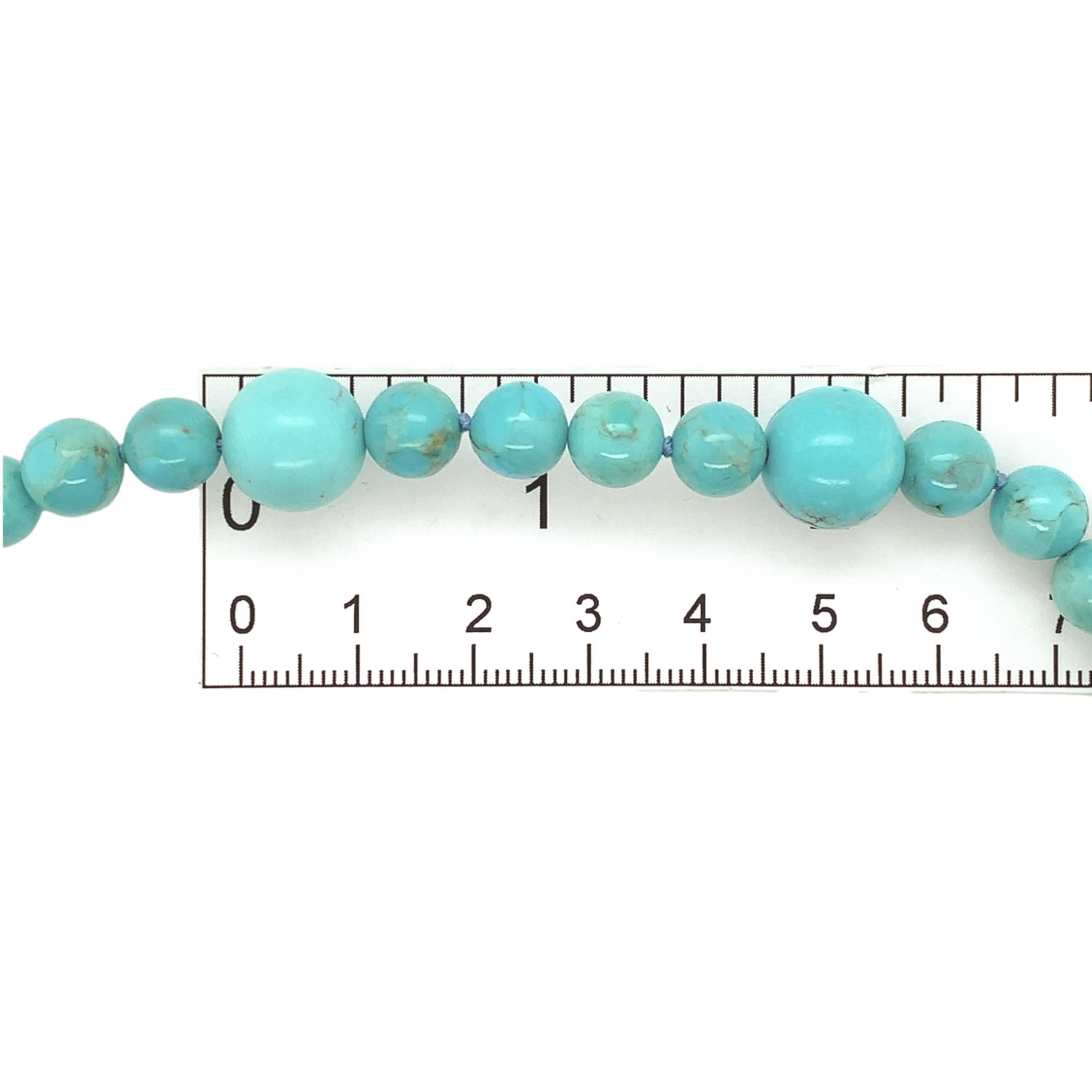 Collier de perles de turquoise Kingman en alternance 8-12mm en vente 1