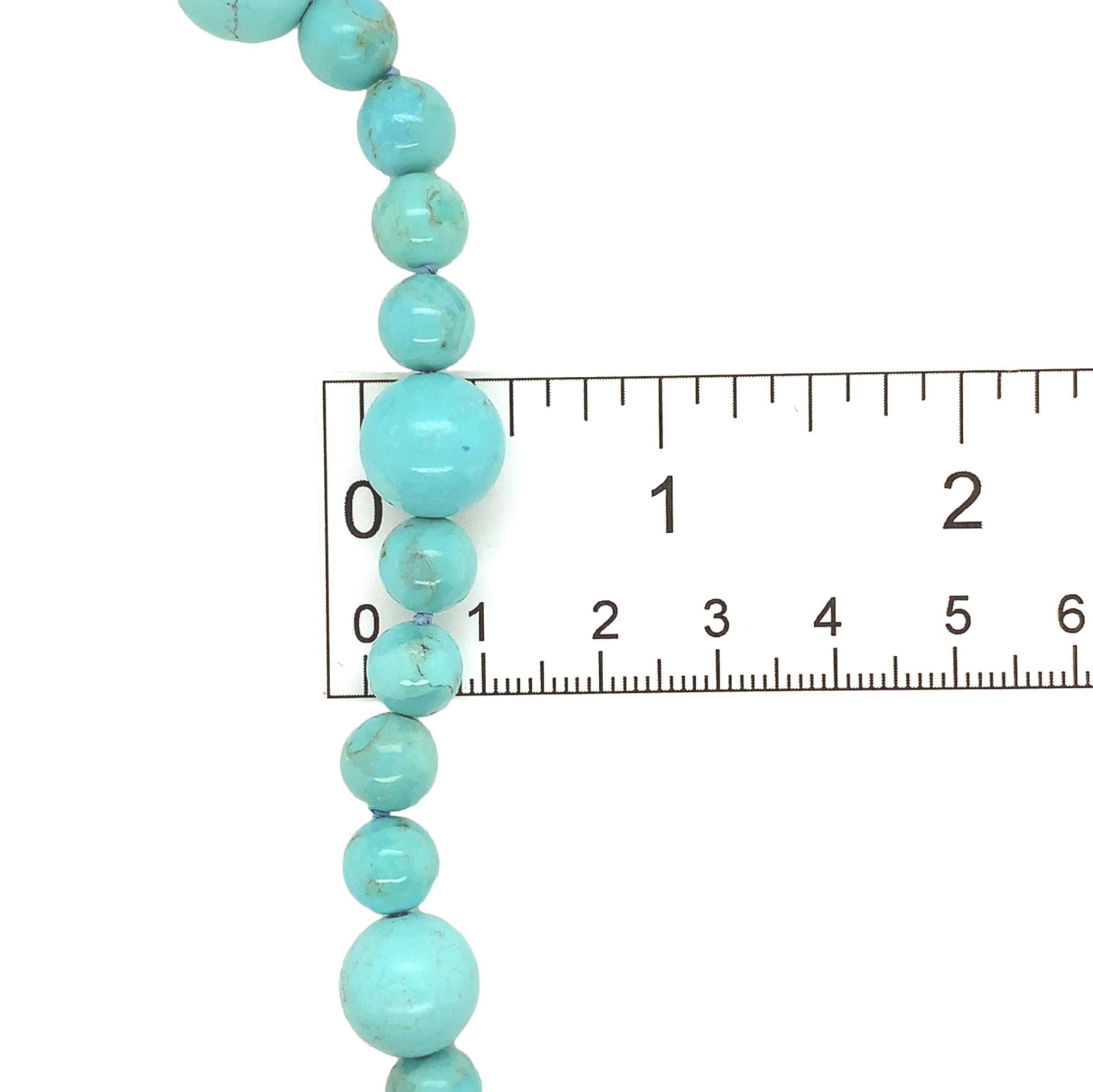 Collier de perles de turquoise Kingman en alternance 8-12mm en vente 2