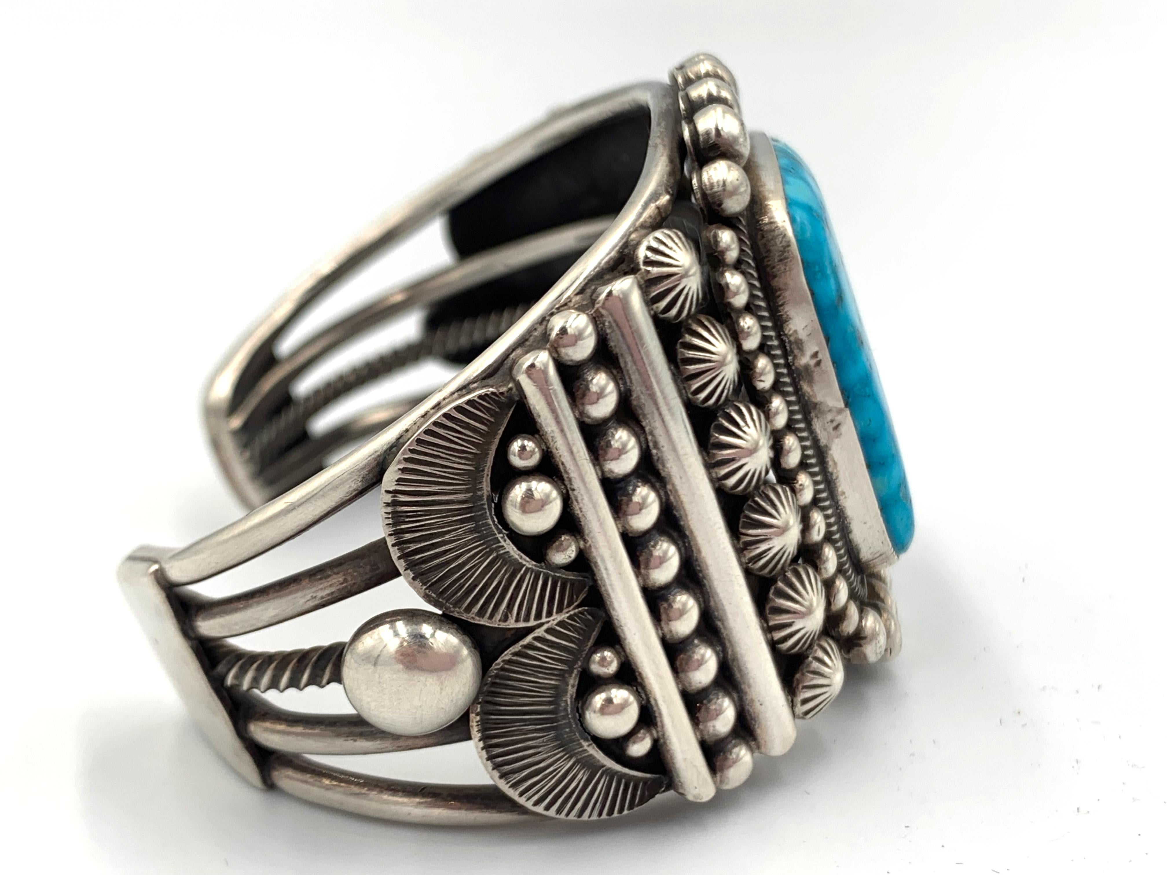 Kingman Waterweb Türkis Sterling Silber Manschette von Rick Martinez im Zustand „Neu“ im Angebot in Scottsdale, AZ