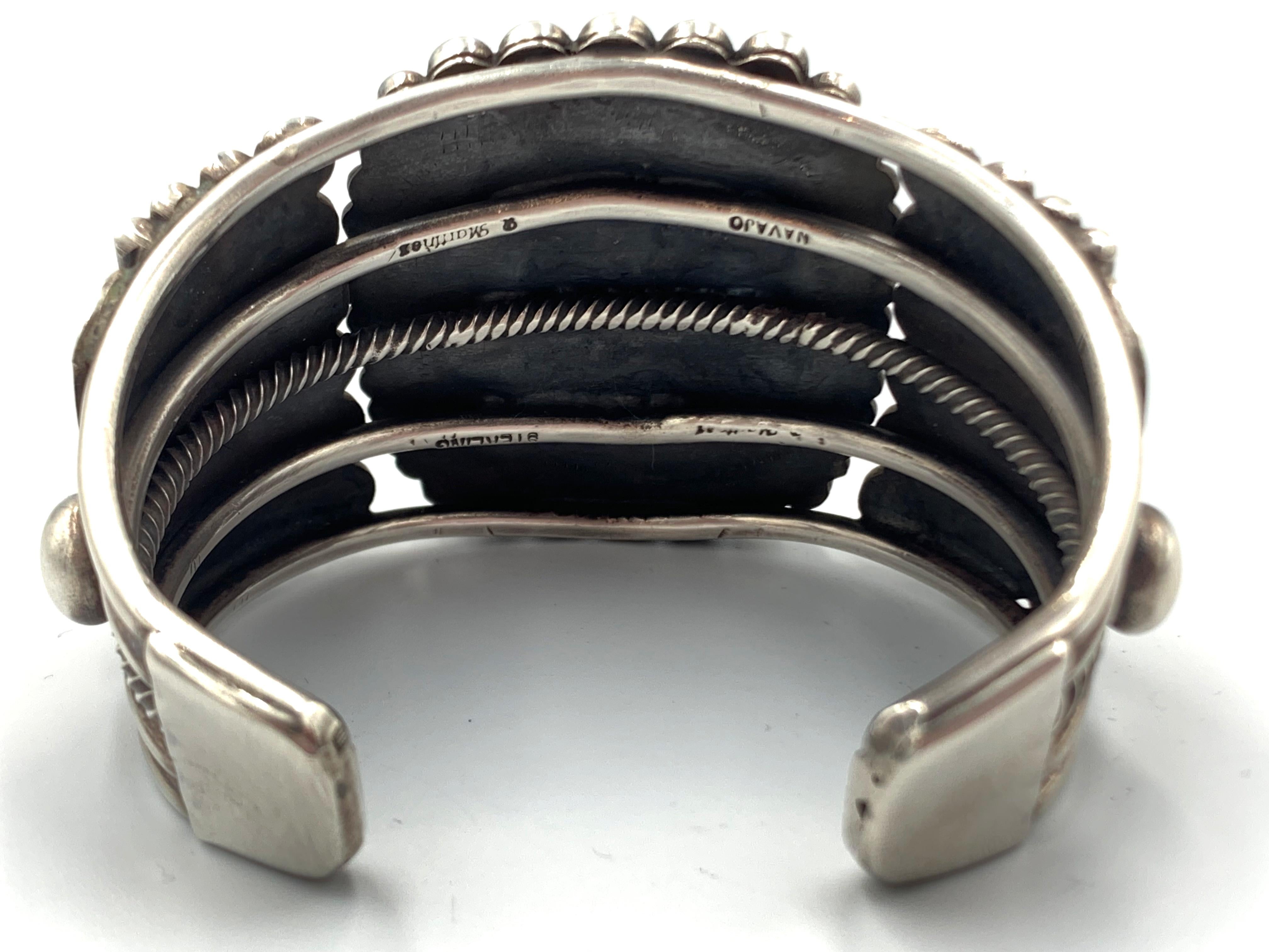 Kingman Waterweb Türkis Sterling Silber Manschette von Rick Martinez im Angebot 3