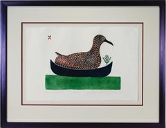 Pájaro gigante en una canoa