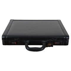 Kingport Sleek Black Leather Briefcase Attache Combination Lock Case 