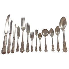 Kings Austrian and English Sterling Silver Flatware Set Service, 155 Pieces