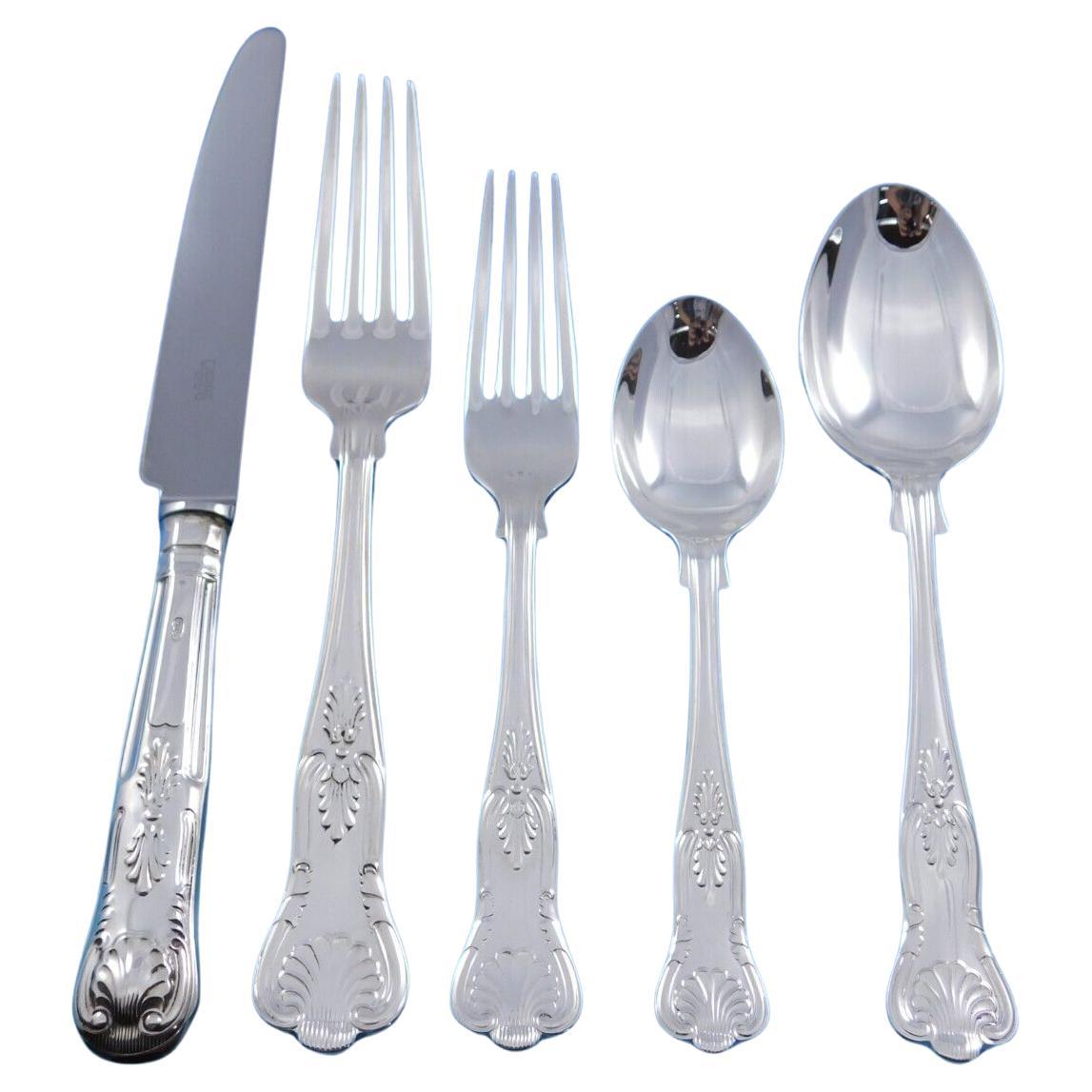 Juego de Cubiertos de Plata de Ley Inglesa Kings by Carrs para 8 Servicio de Cena de 43 piezas