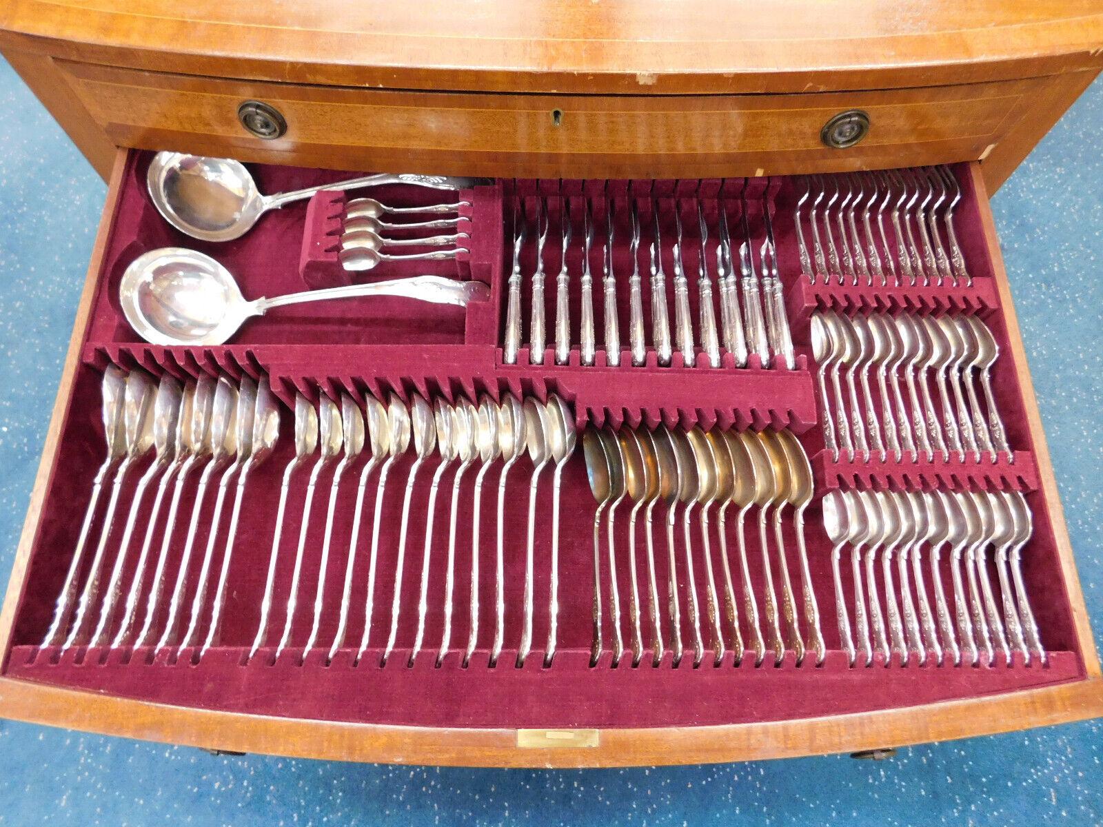 Kings by Emile Viner Sterling Silver Flatware Set Service 185 pcs Fitted Chest In Excellent Condition For Sale In Big Bend, WI