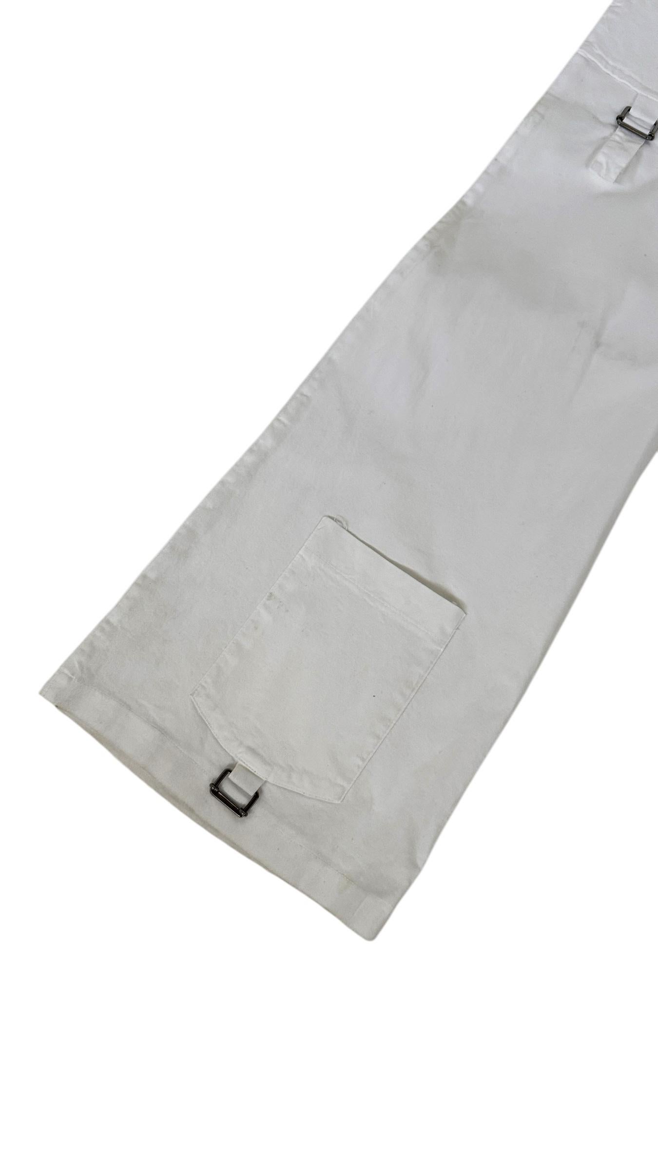 da uomo o donna King’s Cortina Vintage White Cotton Pants with Utility Details in vendita