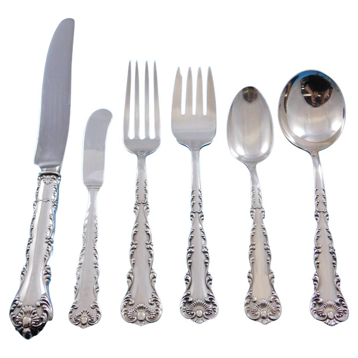 Service de couverts en argent sterling 51 pièces Kings Court de Frank Whiting en vente