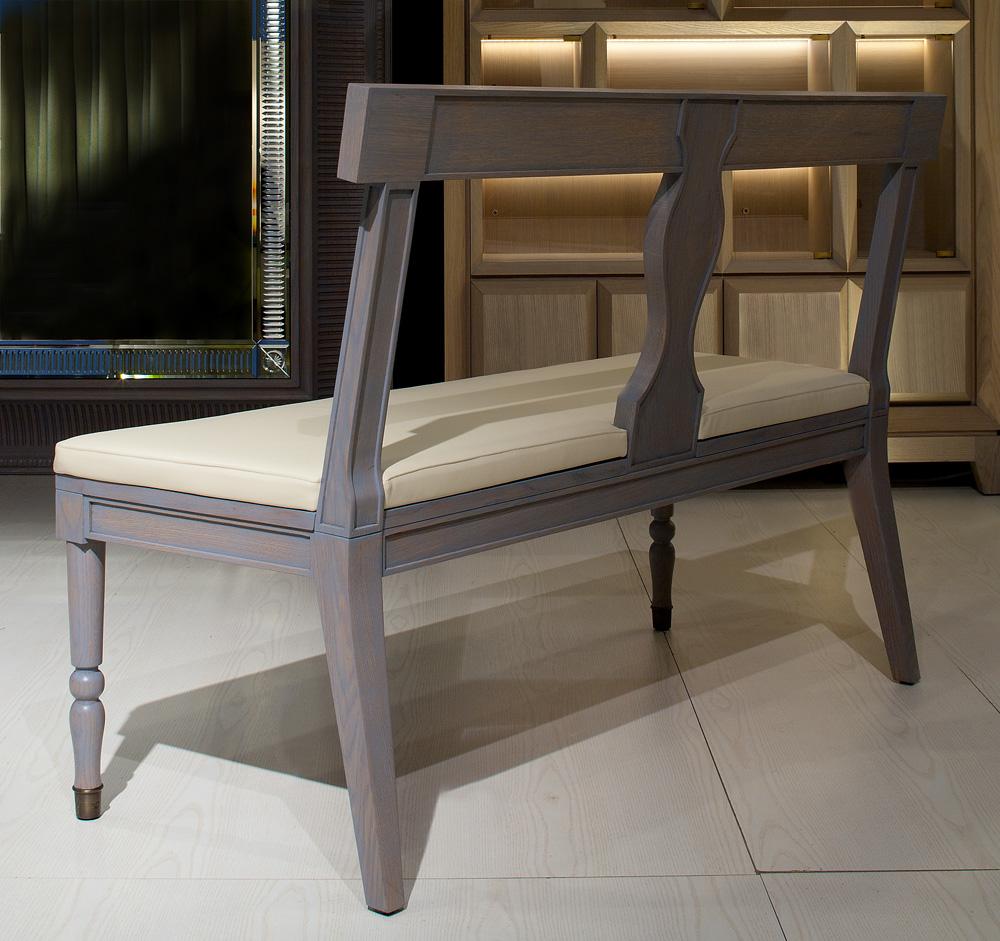 The Kings dining bench, designed by Archer Humphryes Architects, is an elegant piece handcrafted in Italy.

Made of solid oak wood, it features a sophisticated gray oak finish that enhances its timeless appeal. The seat pad is upholstered and