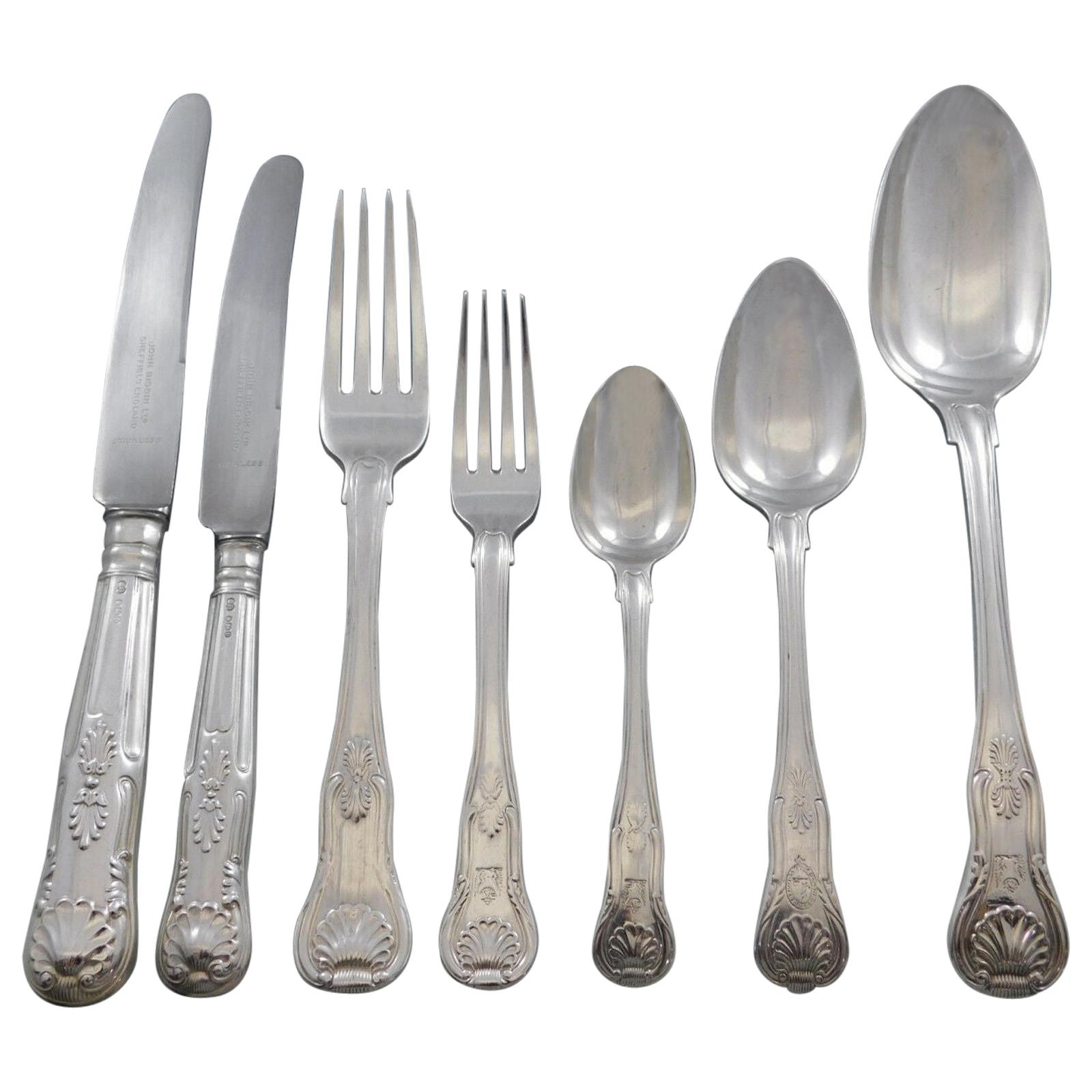 Kings English Sterling Silver Flatware Set for 12 Service 85 Pieces Dinner