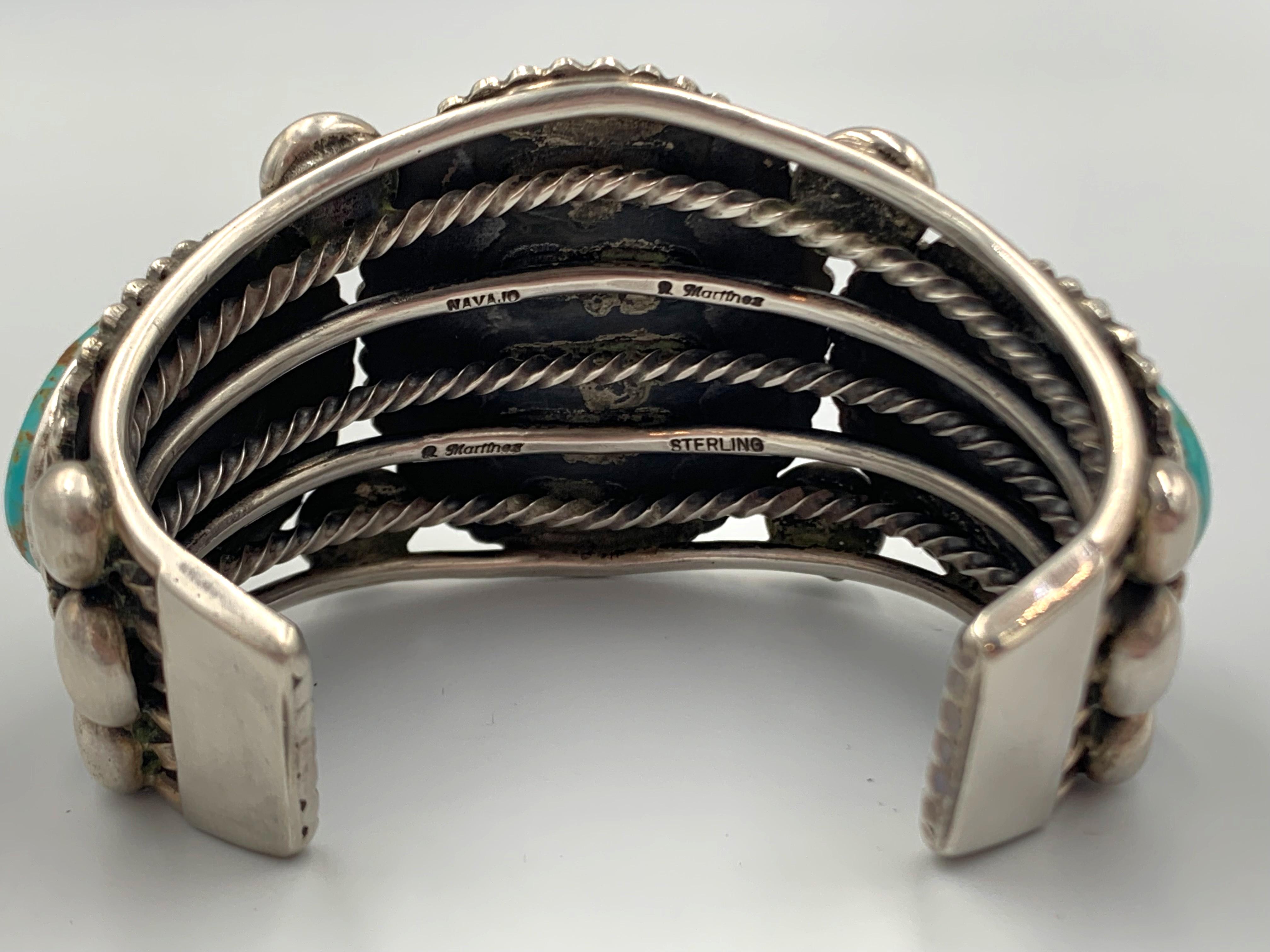 King's Manassa Türkis Manschette aus Sterling Silber von Rick Martinez im Angebot 6
