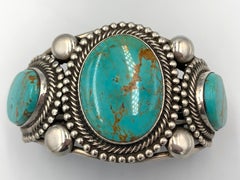 King’s Manassa Turquoise Sterling Silver Cuff by Rick Martinez