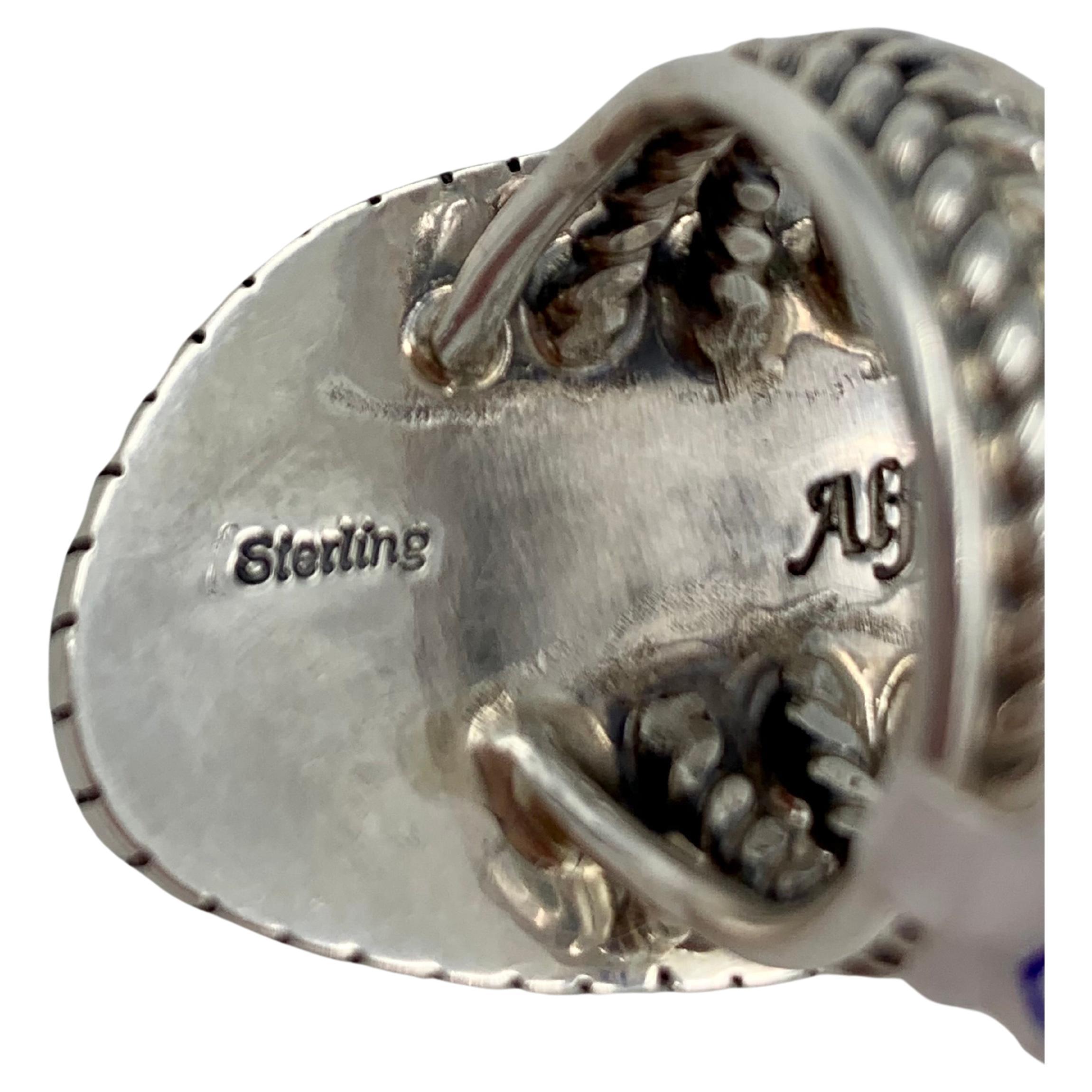 King's Manassa Türkis Sterling Silber Ring von Navajo Silversmith A. Lee im Zustand „Neu“ in Scottsdale, AZ