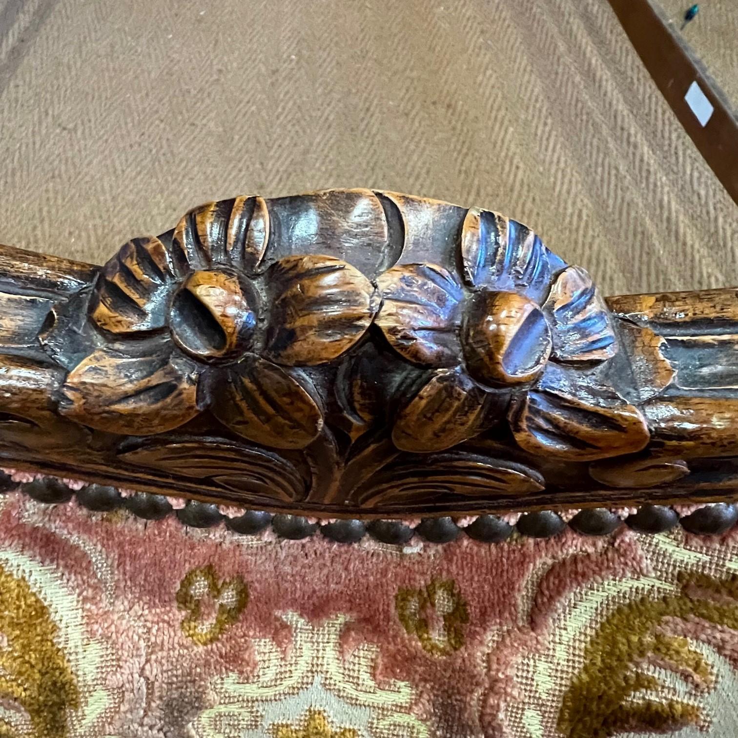 Kingsize Antique French Upholstered Demi Corbeille Bed For Sale at 1stDibs