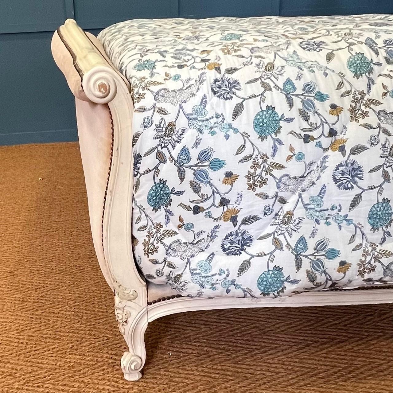 20th Century King Size, French Roll Top Upholstered Bed