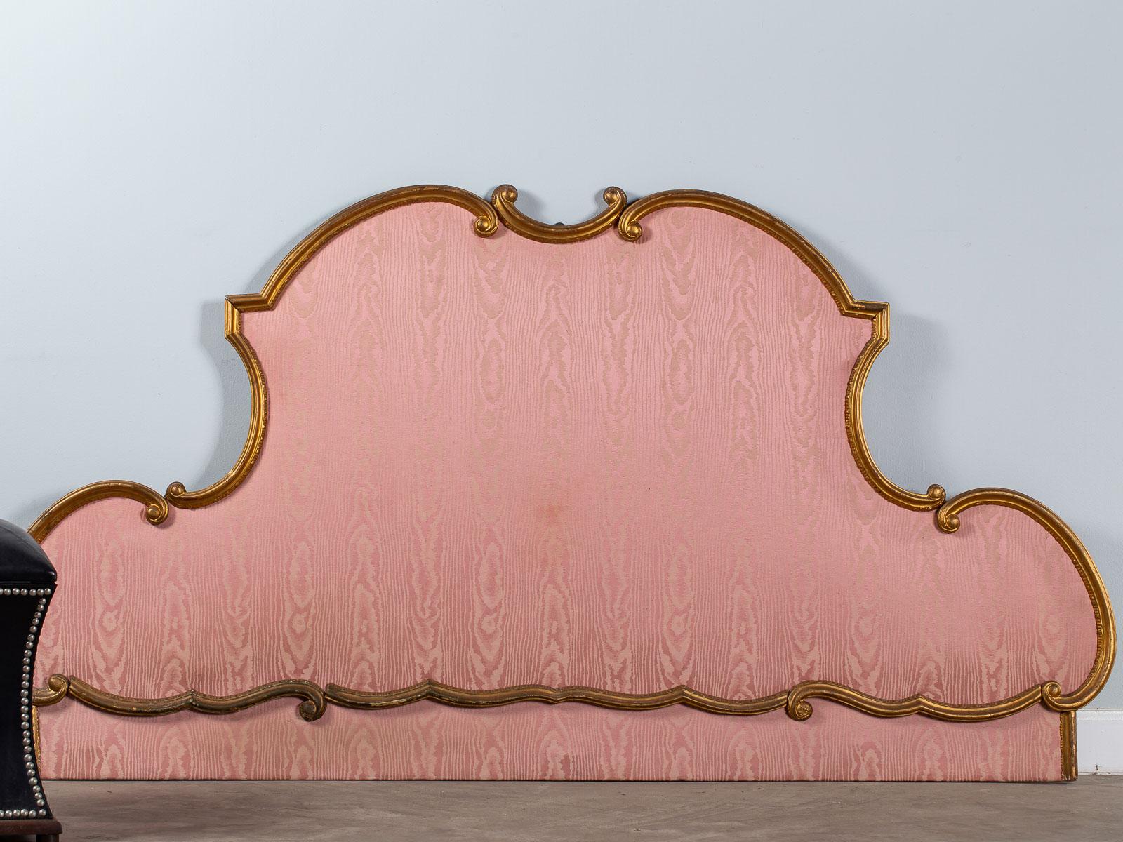 Carved King Size Vintage Italian Giltwood Neoclassical Headboard, circa 1940 For Sale