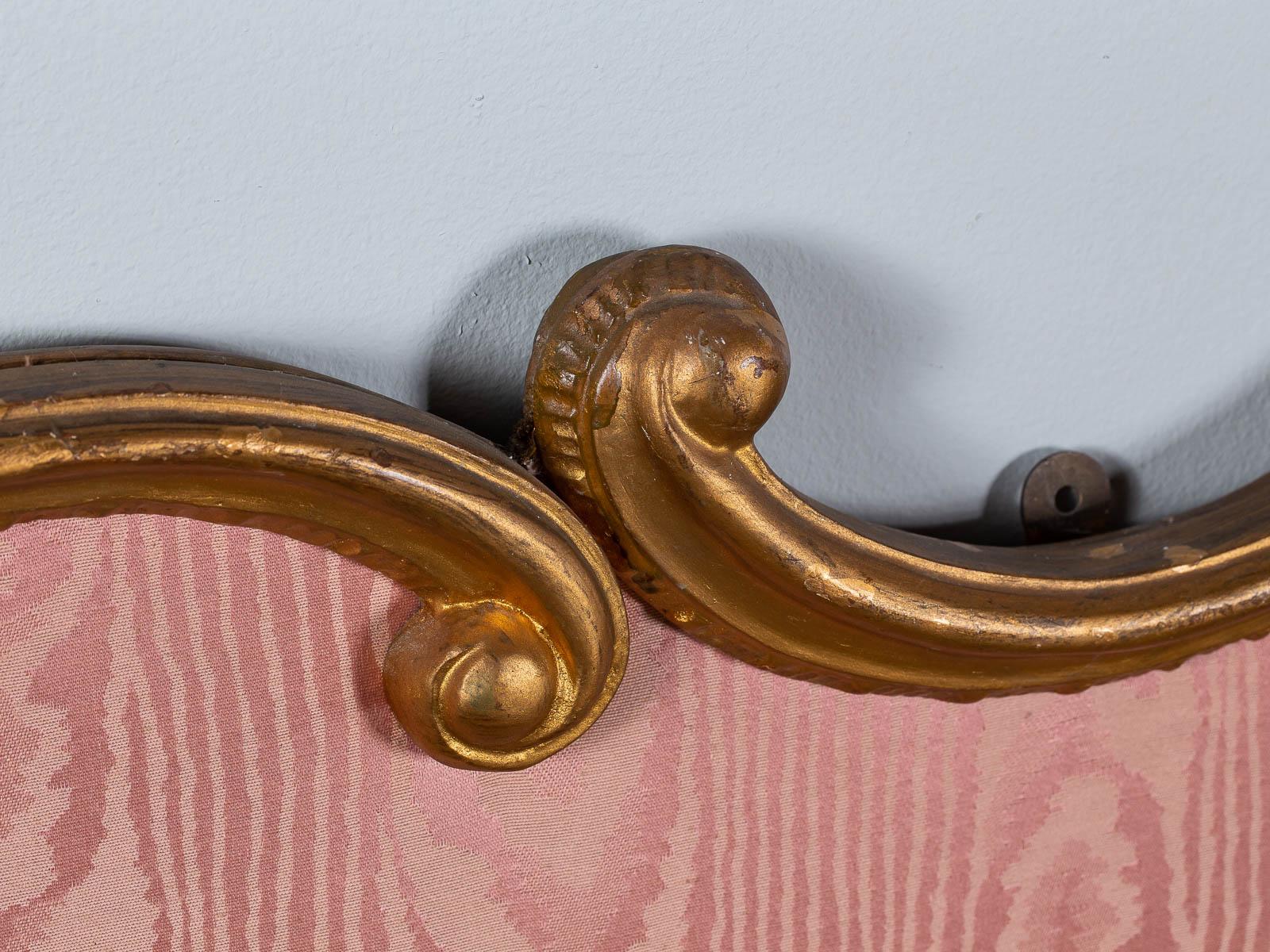 King Size Vintage Italian Giltwood Neoclassical Headboard, circa 1940 In Good Condition For Sale In Houston, TX