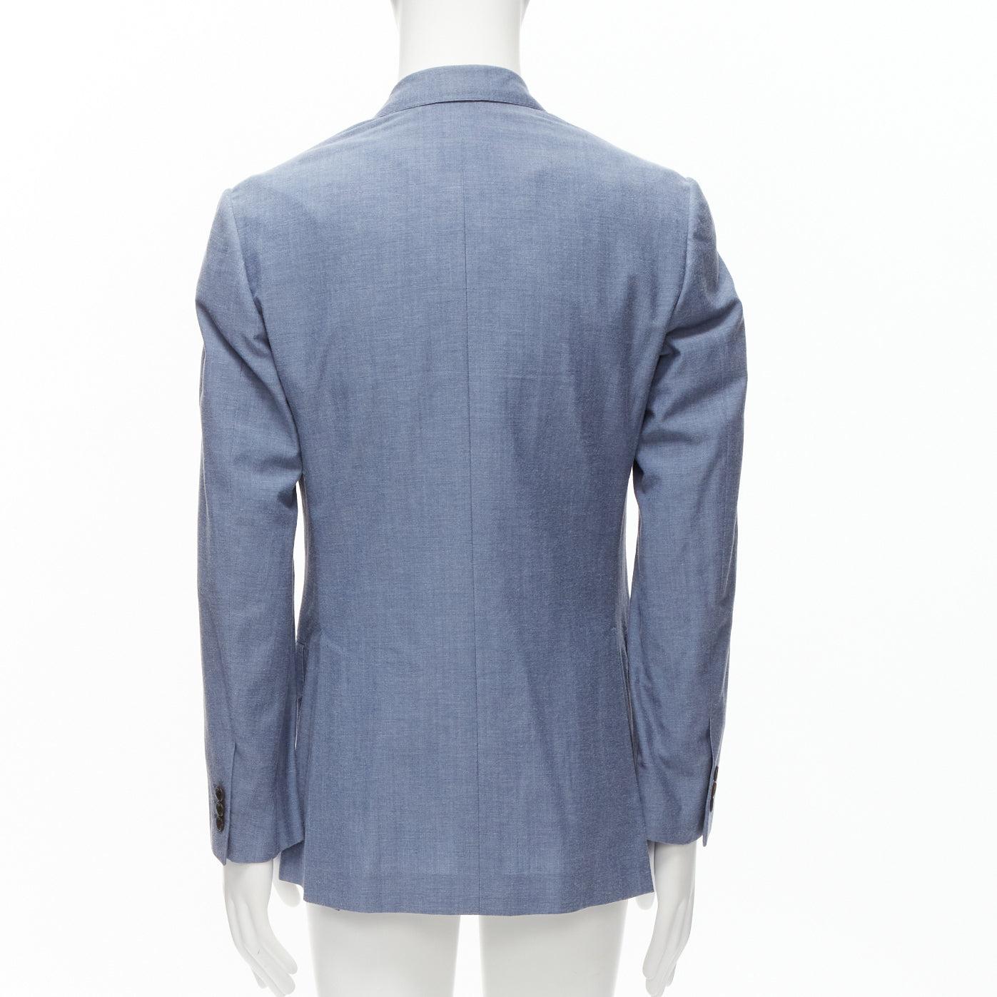 Men's KINGSMAN blue wool cotton double breasted blazer jacket IT50 L For Sale