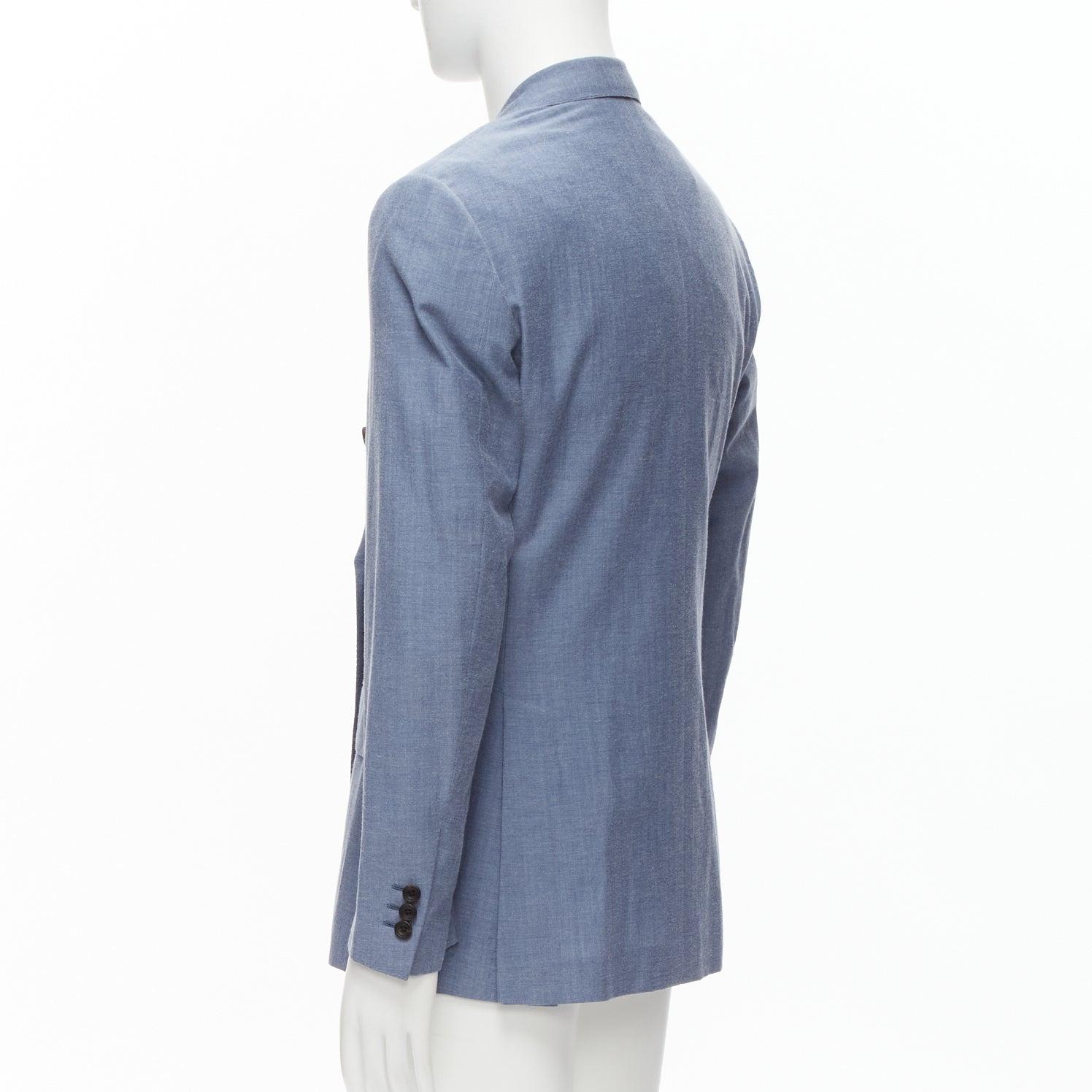 KINGSMAN blue wool cotton double breasted blazer jacket IT50 L For Sale 1