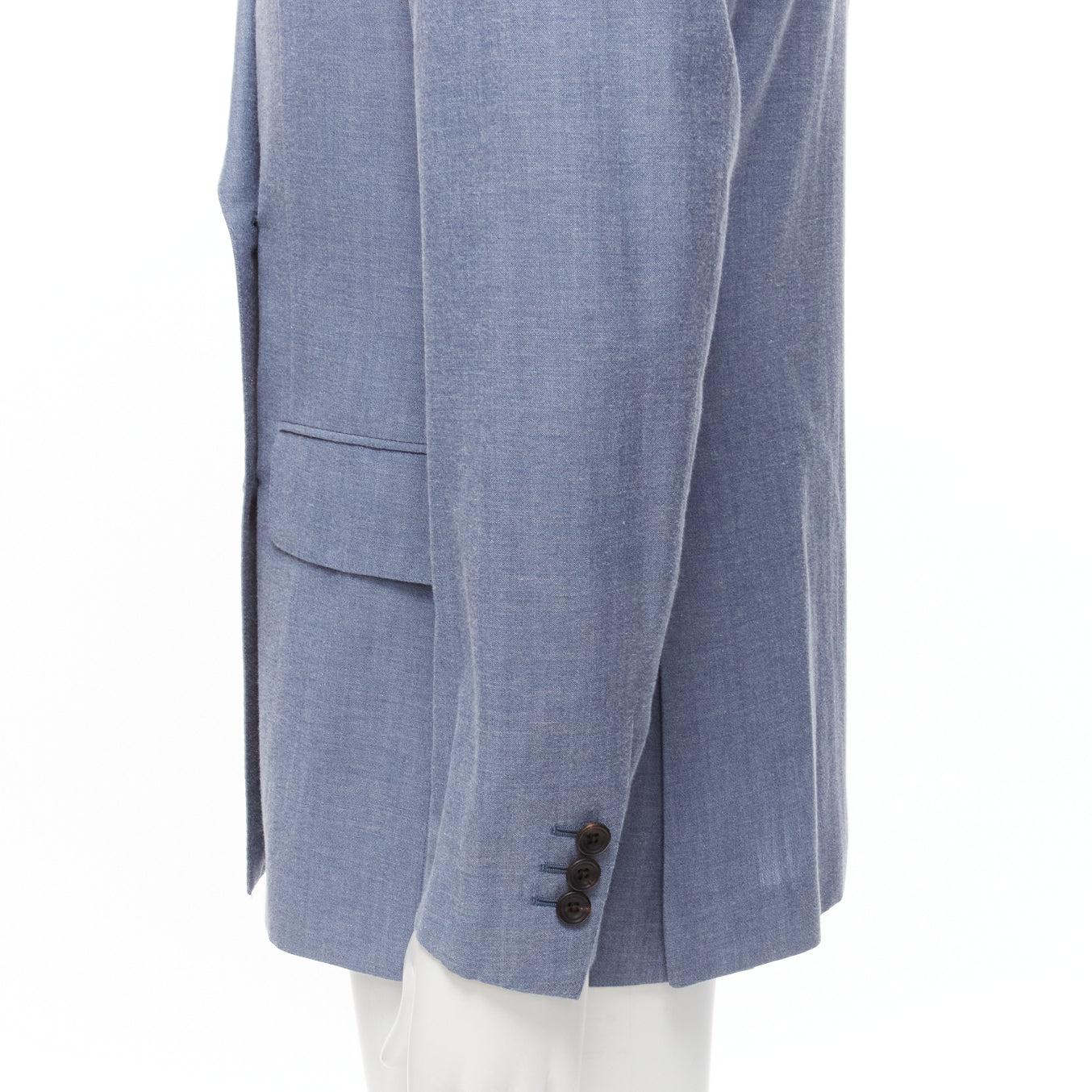KINGSMAN blue wool cotton double breasted blazer jacket IT50 L For Sale 2