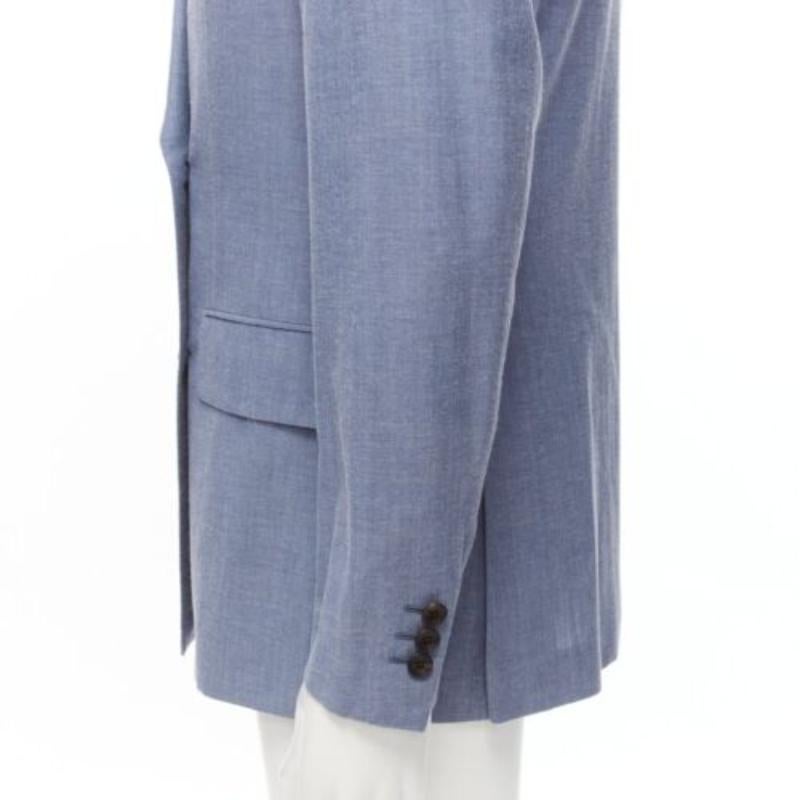 KINGSMAN chaqueta blazer de lana azul de algodón con doble botonadura IT50 L en venta 2