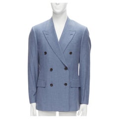 KINGSMAN blue wool cotton double breasted blazer jacket IT50 L
